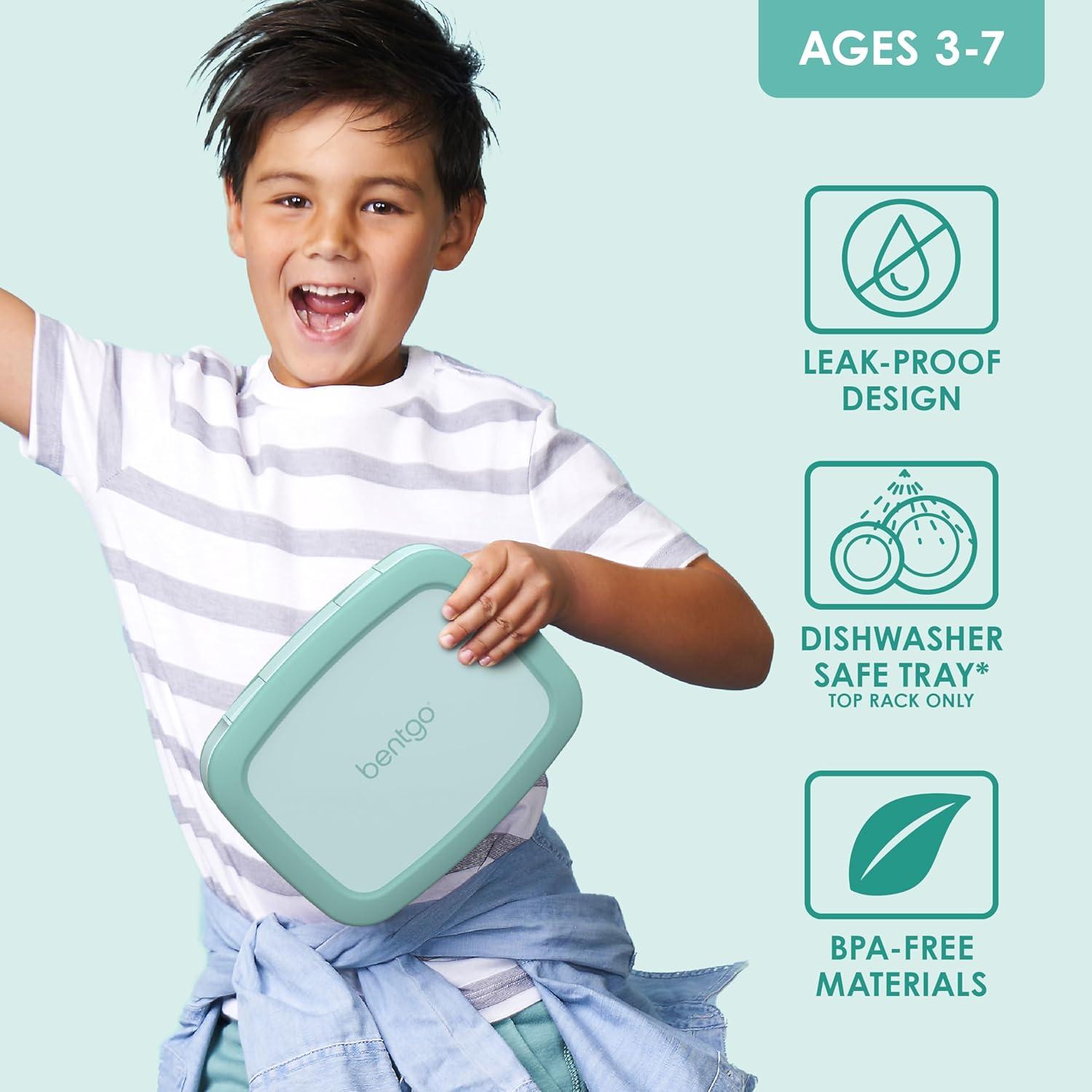 imageBentgo Kids BentoStyle 5Compartment LeakProof Lunch Box Ideal Portion Sizes for Ages 3 to 7 Durable DropProof Dishwasher Safe PFAS amp BPAFree amp Made with FoodSafe Materials Citrus YellowSeafoam