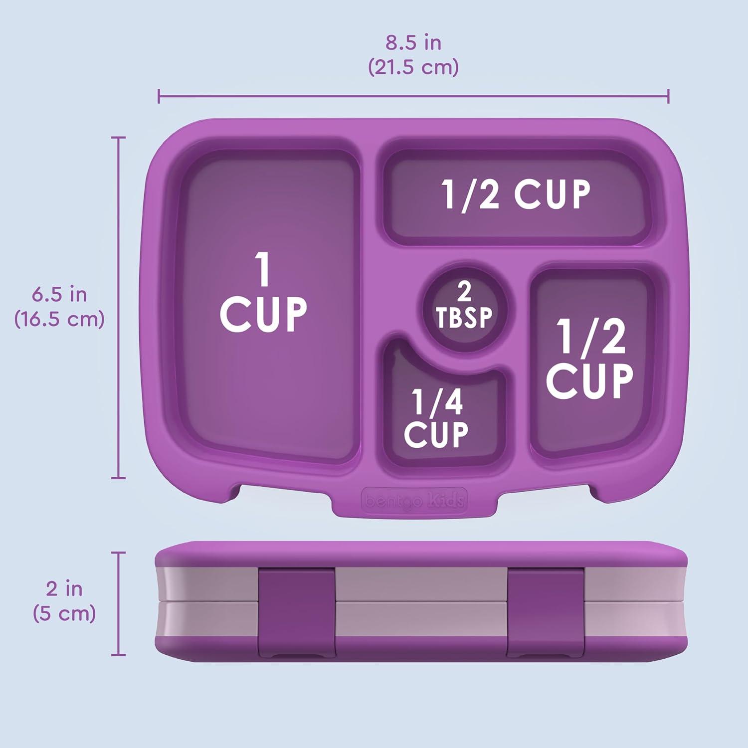 imageBentgo Kids BentoStyle 5Compartment LeakProof Lunch Box Ideal Portion Sizes for Ages 3 to 7 Durable DropProof Dishwasher Safe PFAS amp BPAFree amp Made with FoodSafe Materials Citrus YellowPurple