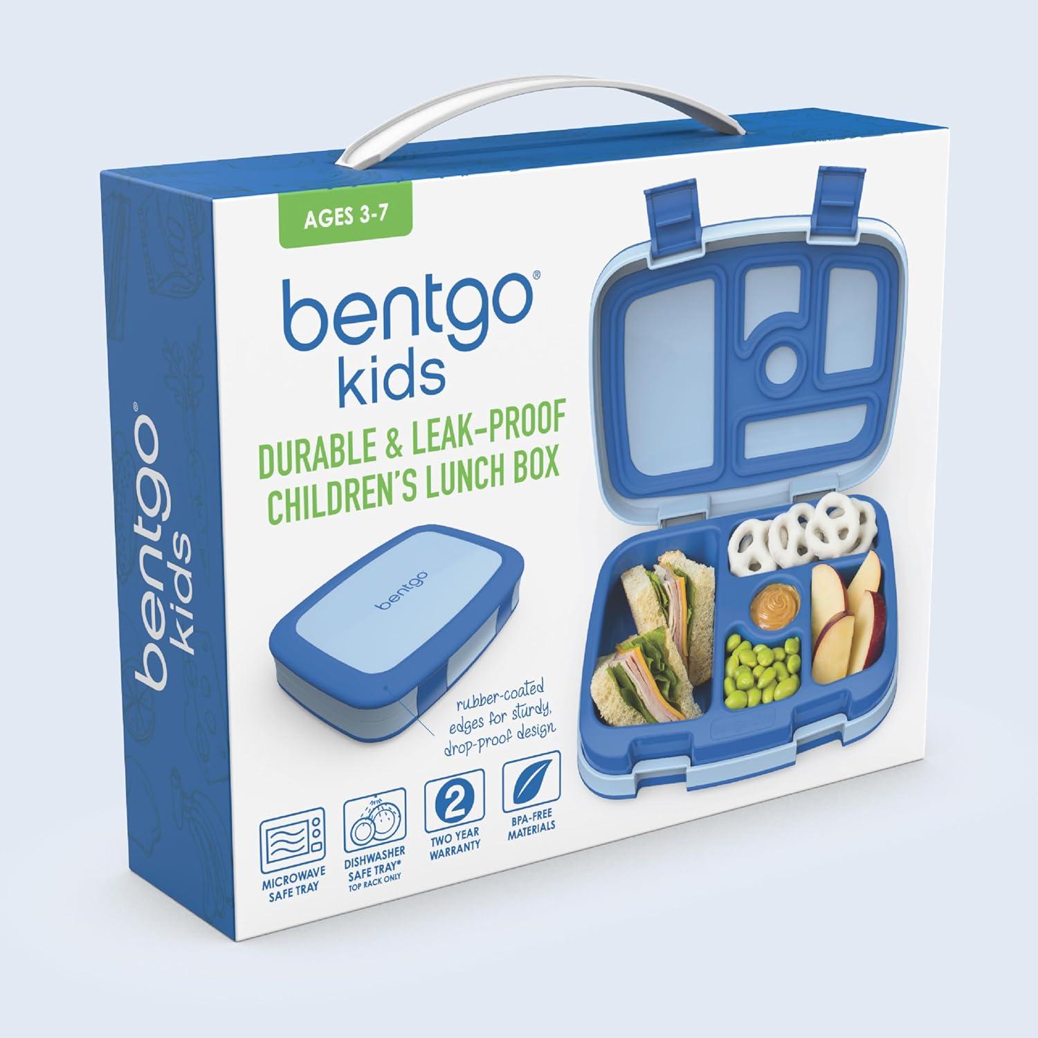 imageBentgo Kids BentoStyle 5Compartment LeakProof Lunch Box Ideal Portion Sizes for Ages 3 to 7 Durable DropProof Dishwasher Safe PFAS amp BPAFree amp Made with FoodSafe Materials Citrus YellowBlue