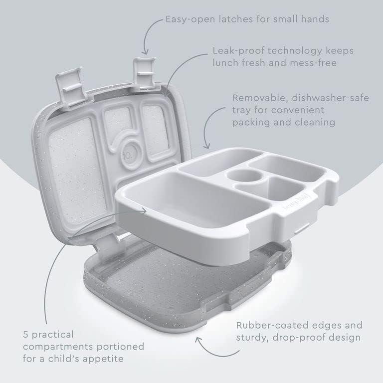 imageBentgo Kids BentoStyle 5Compartment LeakProof Lunch Box Ideal Portion Sizes for Ages 3 to 7 Durable DropProof Dishwasher Safe PFAS amp BPAFree amp Made with FoodSafe Materials Citrus YellowGlitter Edition Silver