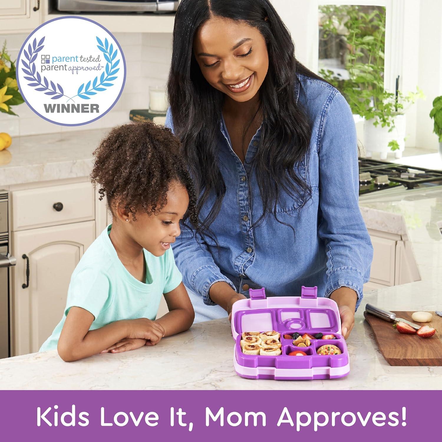 imageBentgo Kids BentoStyle 5Compartment LeakProof Lunch Box Ideal Portion Sizes for Ages 3 to 7 Durable DropProof Dishwasher Safe PFAS amp BPAFree amp Made with FoodSafe Materials Citrus YellowPurple