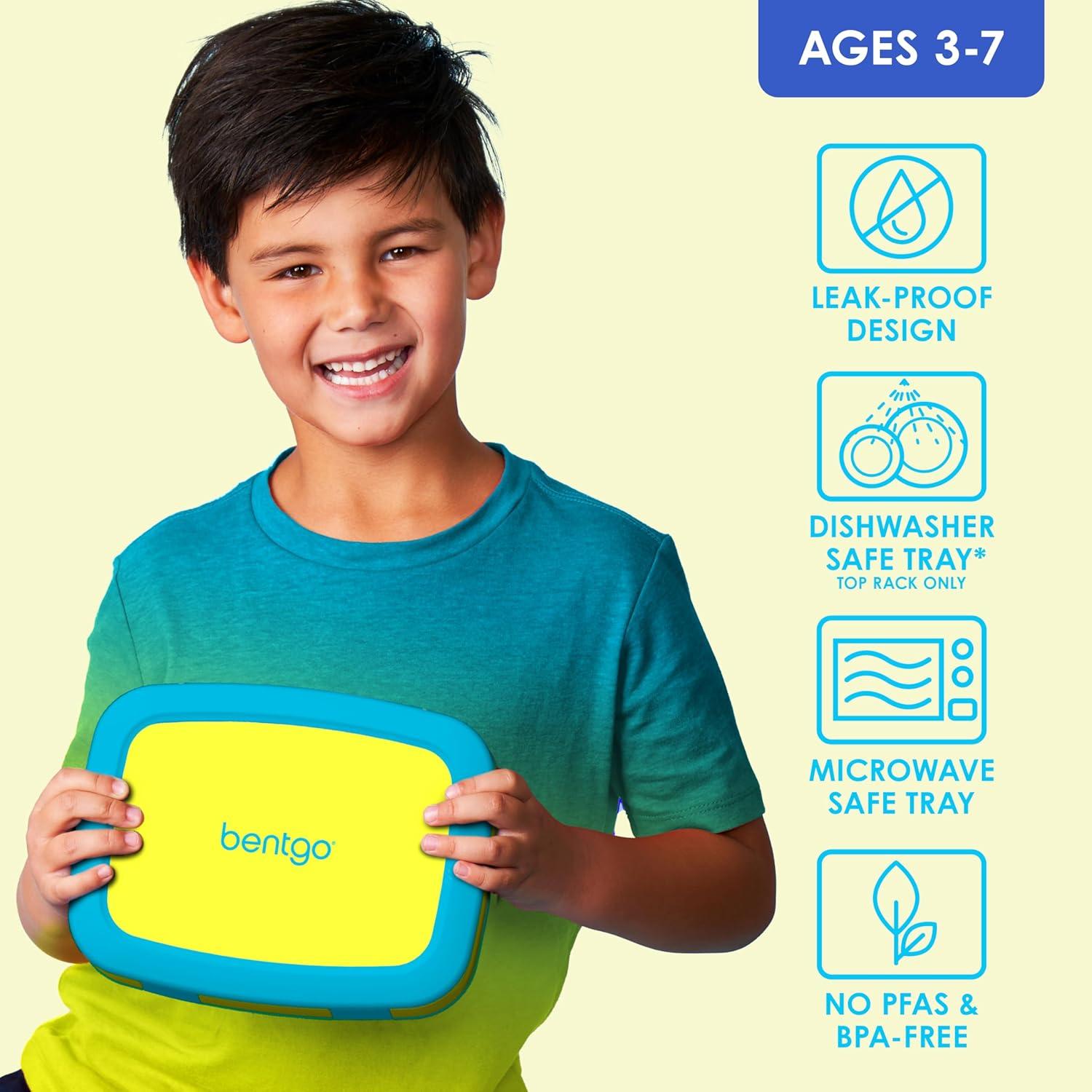 imageBentgo Kids BentoStyle 5Compartment LeakProof Lunch Box Ideal Portion Sizes for Ages 3 to 7 Durable DropProof Dishwasher Safe PFAS amp BPAFree amp Made with FoodSafe Materials Citrus YellowCitrus Yellow