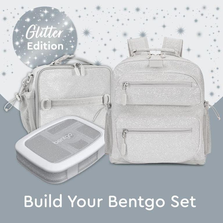 imageBentgo Kids BentoStyle 5Compartment LeakProof Lunch Box Ideal Portion Sizes for Ages 3 to 7 Durable DropProof Dishwasher Safe PFAS amp BPAFree amp Made with FoodSafe Materials Citrus YellowGlitter Edition Silver
