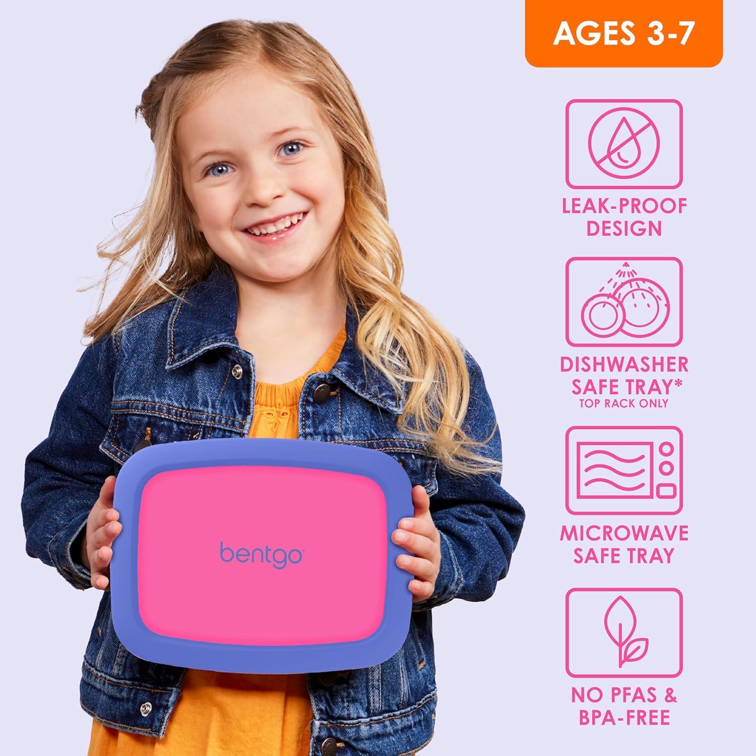 imageBentgo Kids BentoStyle 5Compartment LeakProof Lunch Box Ideal Portion Sizes for Ages 3 to 7 Durable DropProof Dishwasher Safe PFAS amp BPAFree amp Made with FoodSafe Materials Citrus YellowFuchsia