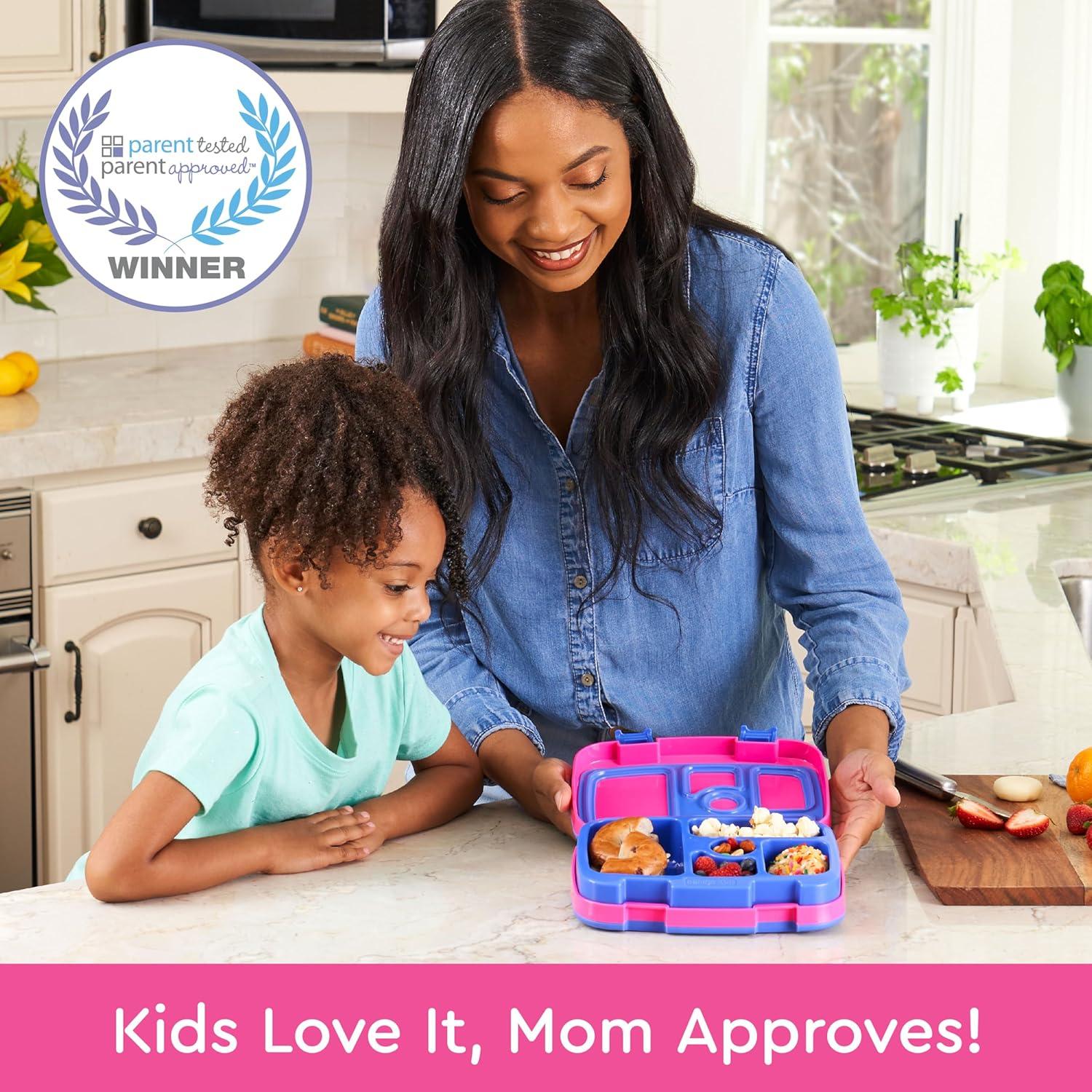 imageBentgo Kids BentoStyle 5Compartment LeakProof Lunch Box Ideal Portion Sizes for Ages 3 to 7 Durable DropProof Dishwasher Safe PFAS amp BPAFree amp Made with FoodSafe Materials Citrus YellowFuchsia