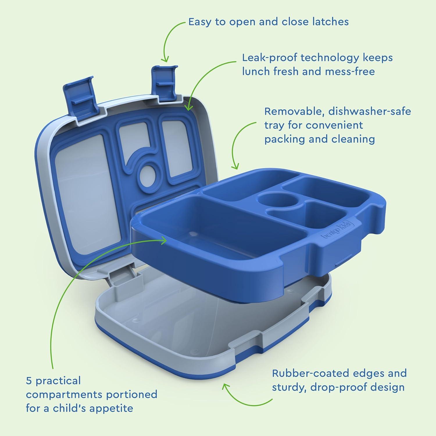 imageBentgo Kids BentoStyle 5Compartment LeakProof Lunch Box Ideal Portion Sizes for Ages 3 to 7 Durable DropProof Dishwasher Safe PFAS amp BPAFree amp Made with FoodSafe Materials Citrus YellowBlue