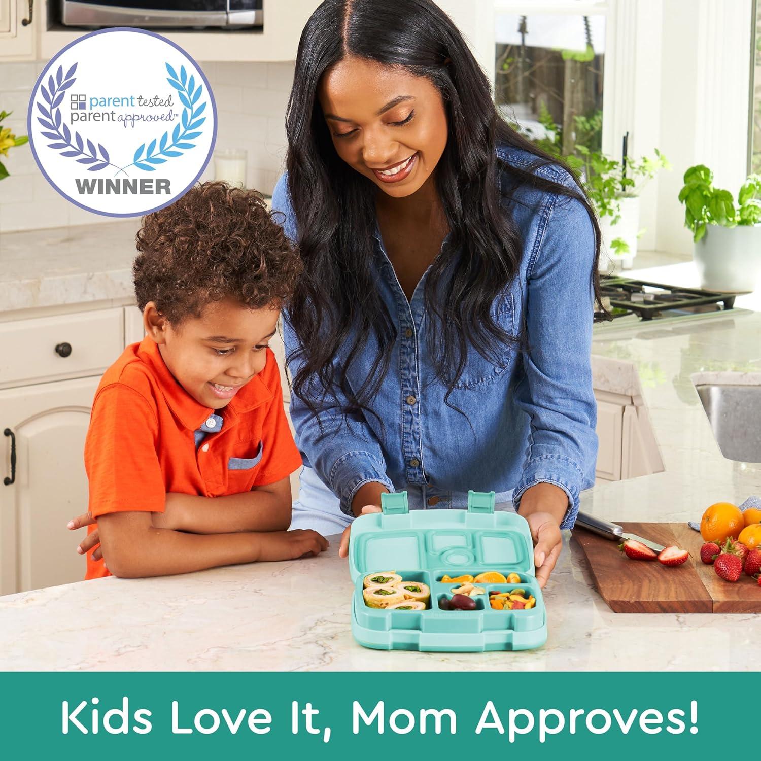 imageBentgo Kids BentoStyle 5Compartment LeakProof Lunch Box Ideal Portion Sizes for Ages 3 to 7 Durable DropProof Dishwasher Safe PFAS amp BPAFree amp Made with FoodSafe Materials Citrus YellowSeafoam