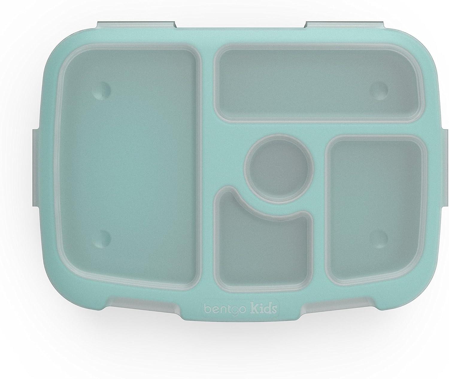 imageBentgo Kids Brights Tray Violet with Transparent Cover Reusable BPAFree 5Compartment Meal Prep Container with BuiltIn Portion Control for Healthy AtHome Meals and OntheGo LunchesAqua