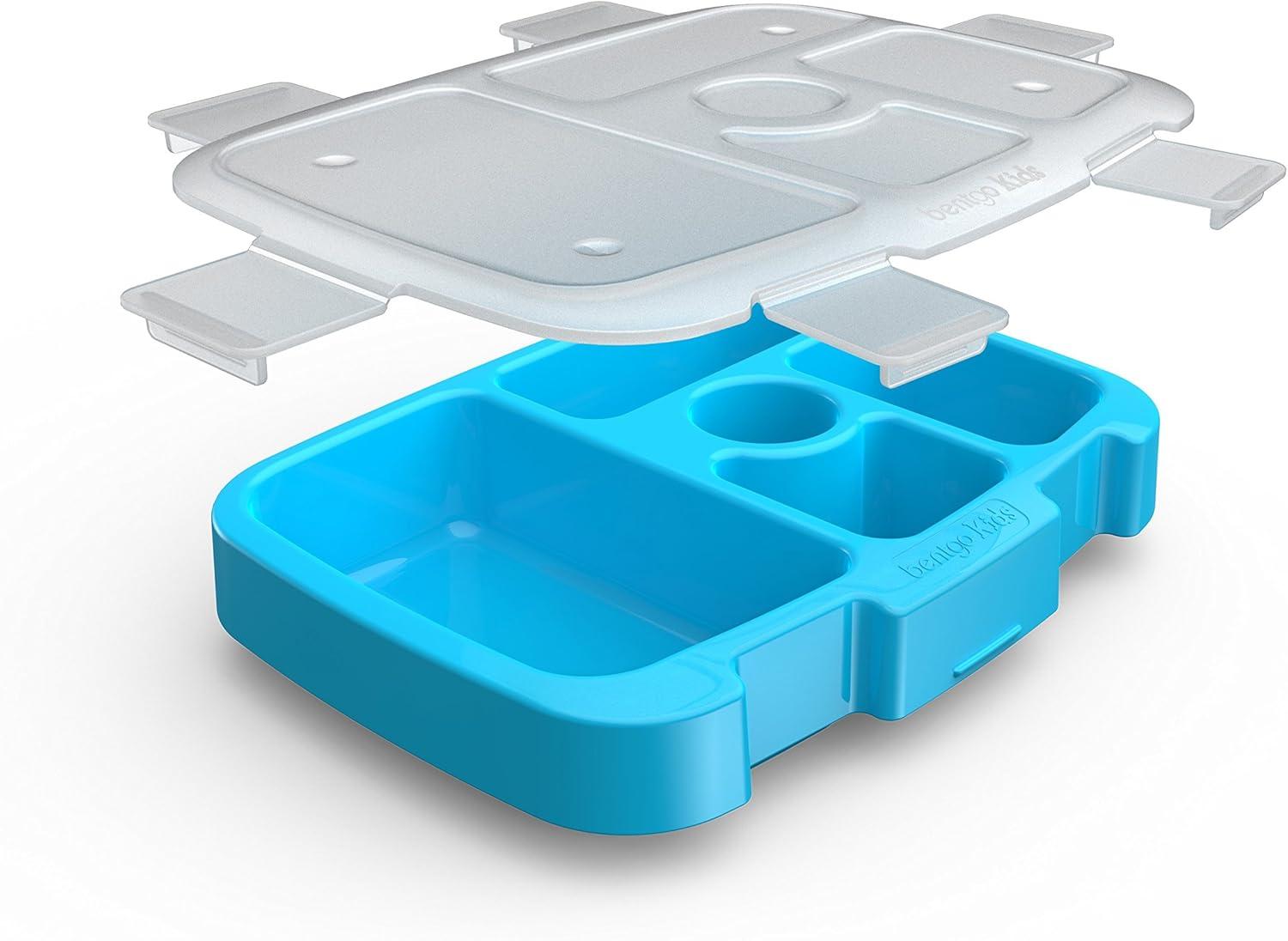 imageBentgo Kids Brights Tray Violet with Transparent Cover Reusable BPAFree 5Compartment Meal Prep Container with BuiltIn Portion Control for Healthy AtHome Meals and OntheGo LunchesTurquoise
