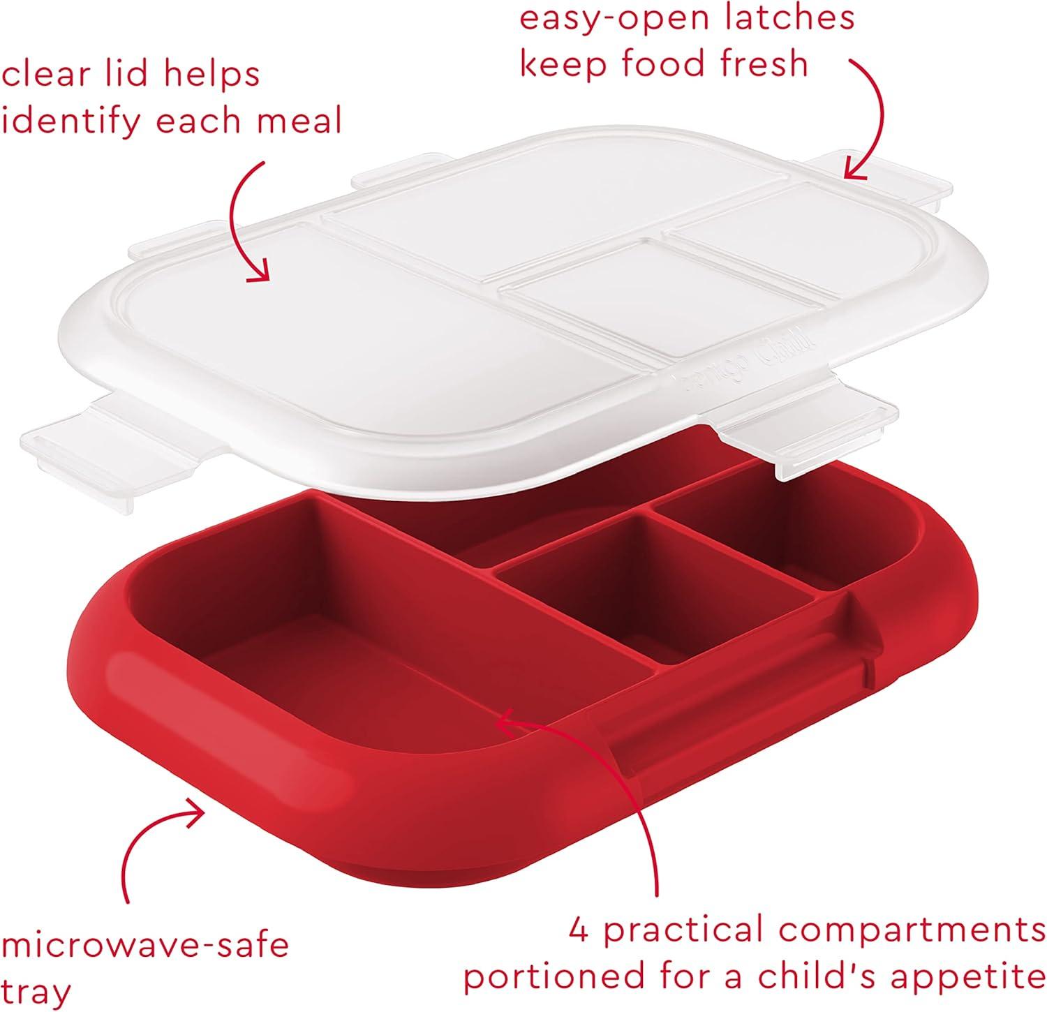 imageBentgo Kids Chill Tray with Transparent Cover Reusable BPAFree 4Compartment Meal Prep Container with BuiltIn Portion Control for Healthy OntheGo Lunches Confetti Edition Vivid OrchidRedRoyal