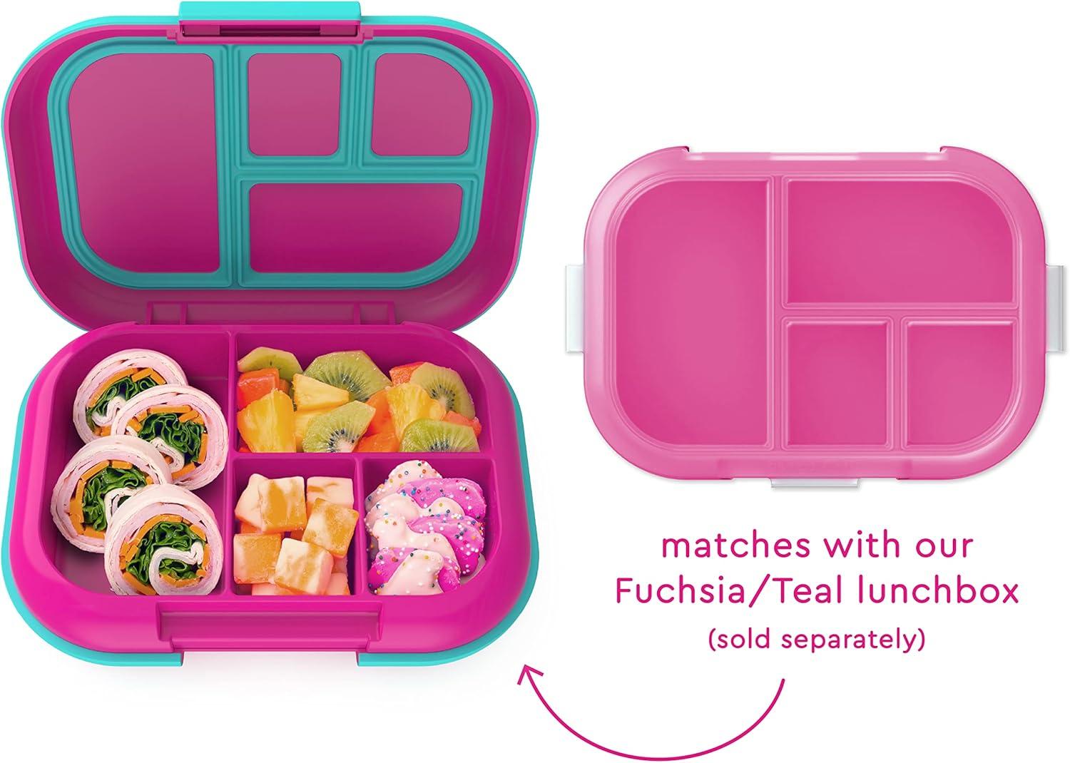 imageBentgo Kids Chill Tray with Transparent Cover Reusable BPAFree 4Compartment Meal Prep Container with BuiltIn Portion Control for Healthy OntheGo Lunches Confetti Edition Vivid OrchidFuchsiaTeal