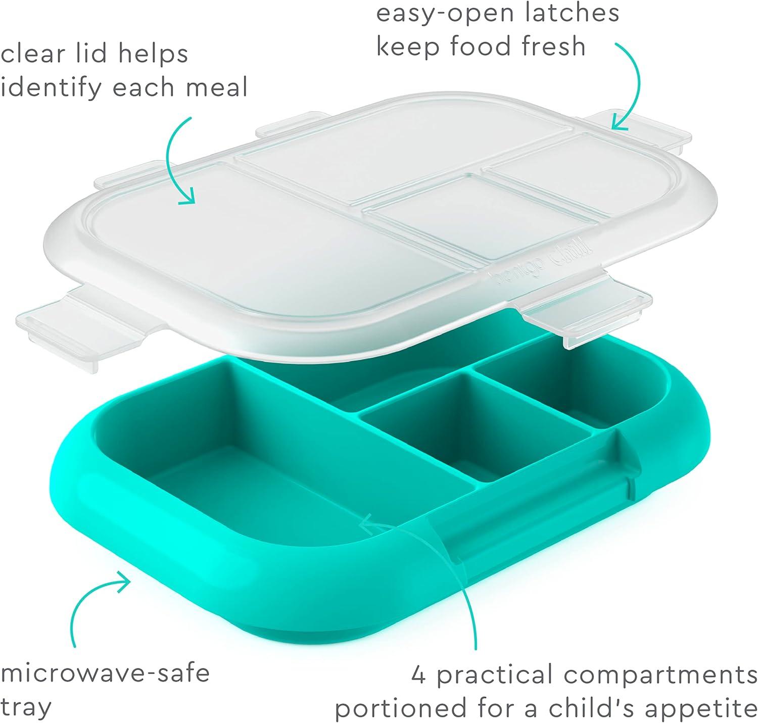 imageBentgo Kids Chill Tray with Transparent Cover Reusable BPAFree 4Compartment Meal Prep Container with BuiltIn Portion Control for Healthy OntheGo Lunches Confetti Edition Vivid OrchidElectric Aqua