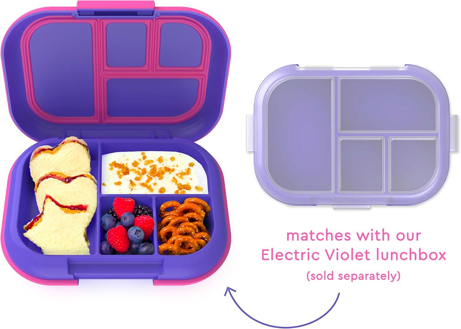 imageBentgo Kids Chill Tray with Transparent Cover Reusable BPAFree 4Compartment Meal Prep Container with BuiltIn Portion Control for Healthy OntheGo Lunches Confetti Edition Vivid OrchidElectric Violet
