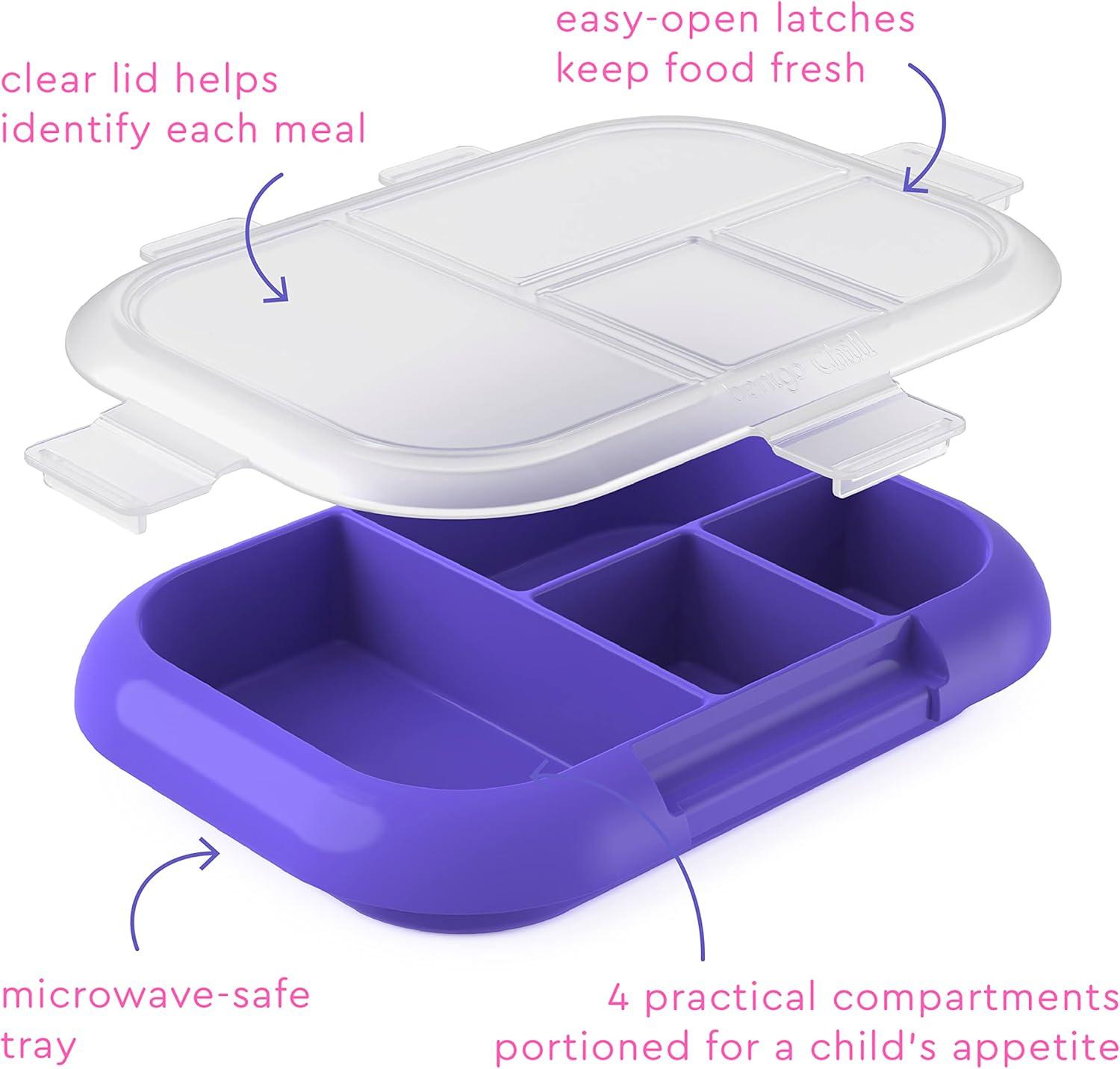 imageBentgo Kids Chill Tray with Transparent Cover Reusable BPAFree 4Compartment Meal Prep Container with BuiltIn Portion Control for Healthy OntheGo Lunches Confetti Edition Vivid OrchidElectric Violet