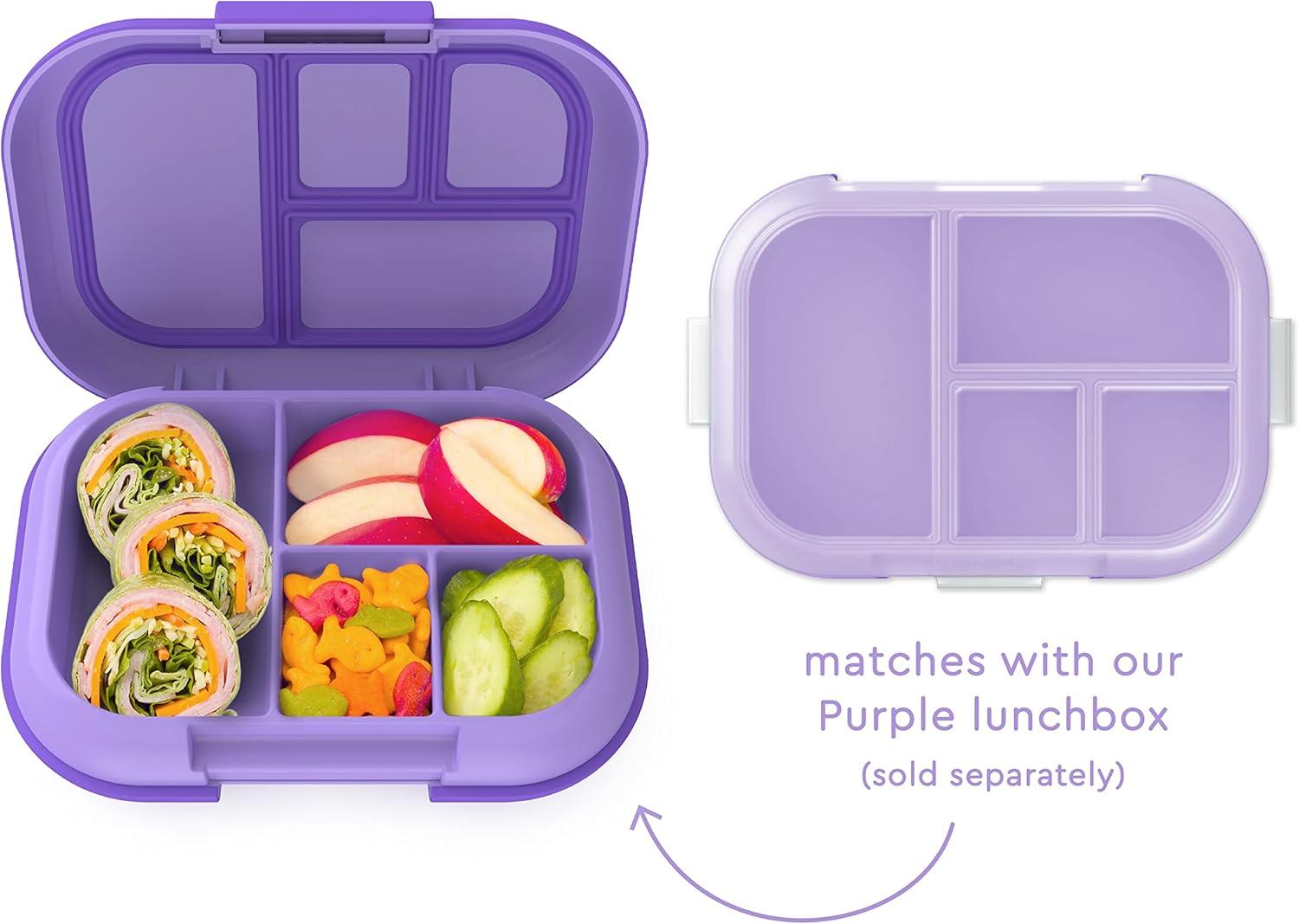 imageBentgo Kids Chill Tray with Transparent Cover Reusable BPAFree 4Compartment Meal Prep Container with BuiltIn Portion Control for Healthy OntheGo Lunches Confetti Edition Vivid OrchidPurple