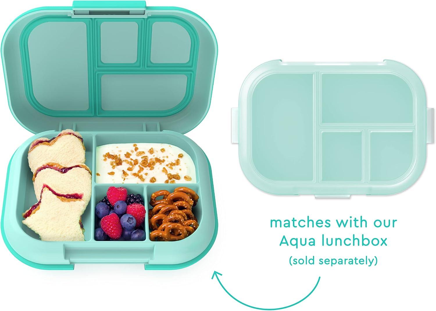 imageBentgo Kids Chill Tray with Transparent Cover Reusable BPAFree 4Compartment Meal Prep Container with BuiltIn Portion Control for Healthy OntheGo Lunches Confetti Edition Vivid OrchidAqua