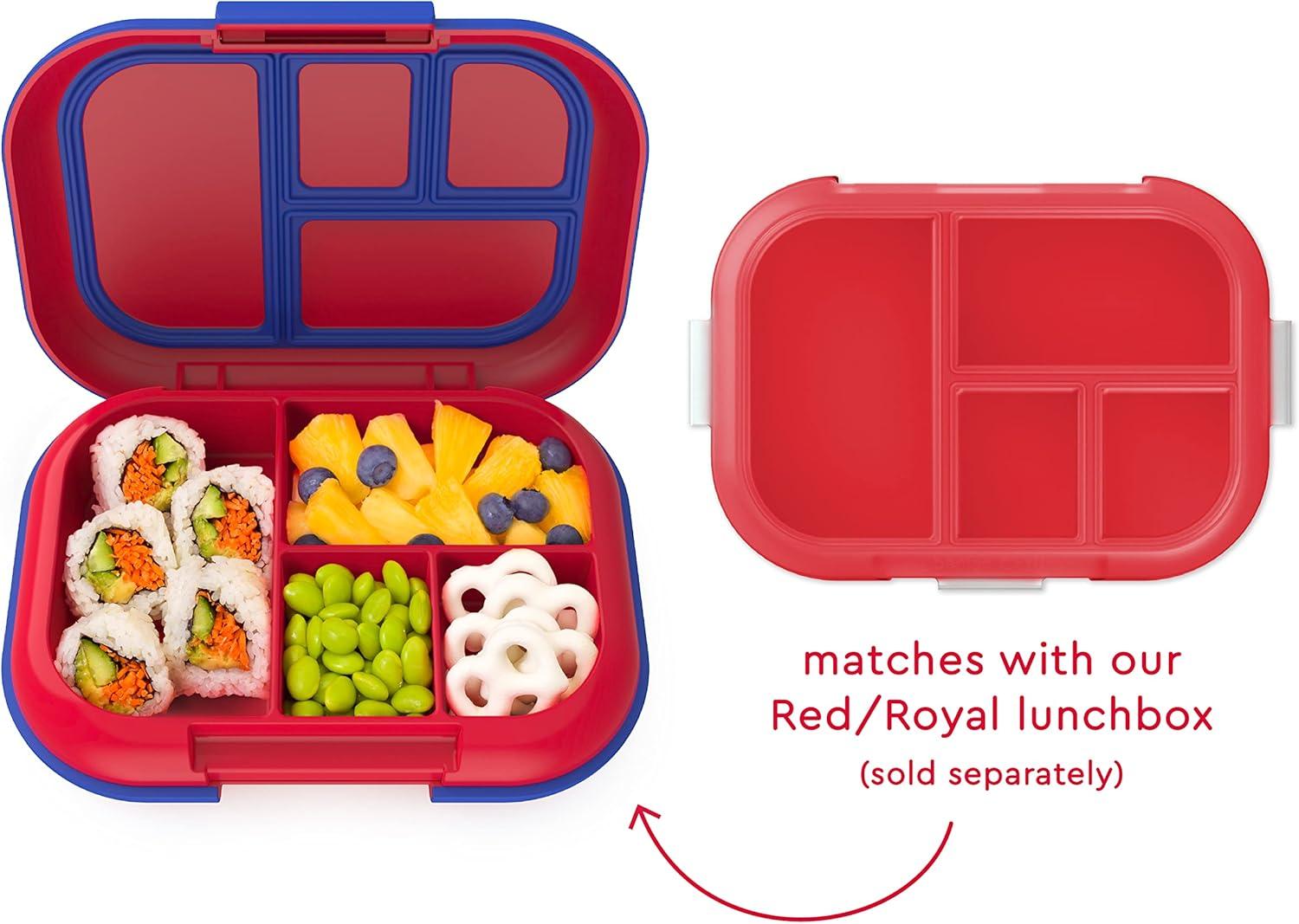 imageBentgo Kids Chill Tray with Transparent Cover Reusable BPAFree 4Compartment Meal Prep Container with BuiltIn Portion Control for Healthy OntheGo Lunches Confetti Edition Vivid OrchidRedRoyal