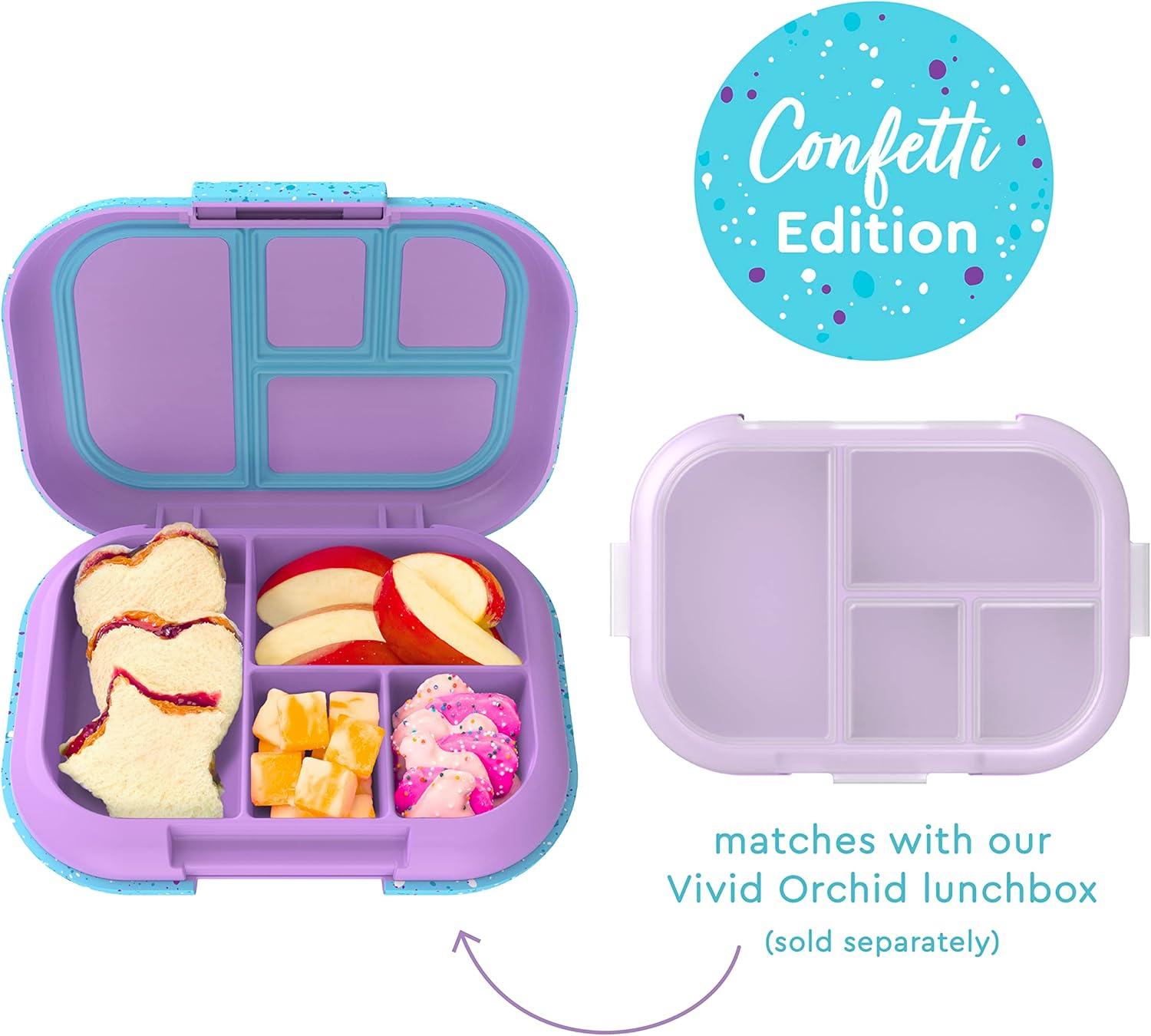 imageBentgo Kids Chill Tray with Transparent Cover Reusable BPAFree 4Compartment Meal Prep Container with BuiltIn Portion Control for Healthy OntheGo Lunches Confetti Edition Vivid OrchidVivid Orchid Speckle