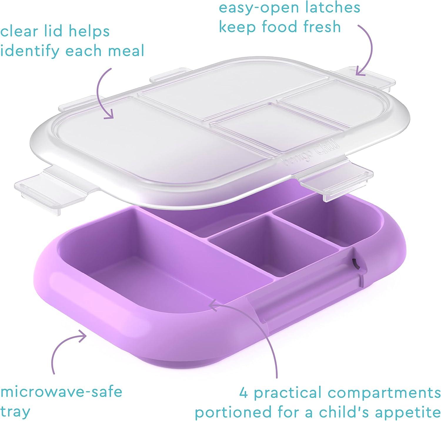 imageBentgo Kids Chill Tray with Transparent Cover Reusable BPAFree 4Compartment Meal Prep Container with BuiltIn Portion Control for Healthy OntheGo Lunches Confetti Edition Vivid OrchidVivid Orchid Speckle