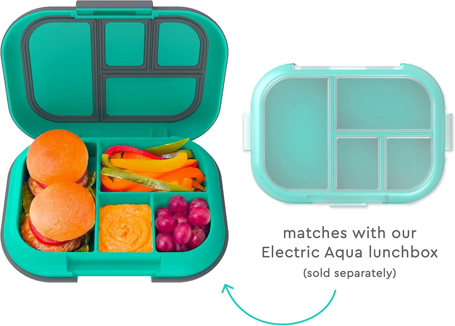 imageBentgo Kids Chill Tray with Transparent Cover Reusable BPAFree 4Compartment Meal Prep Container with BuiltIn Portion Control for Healthy OntheGo Lunches Confetti Edition Vivid OrchidElectric Aqua