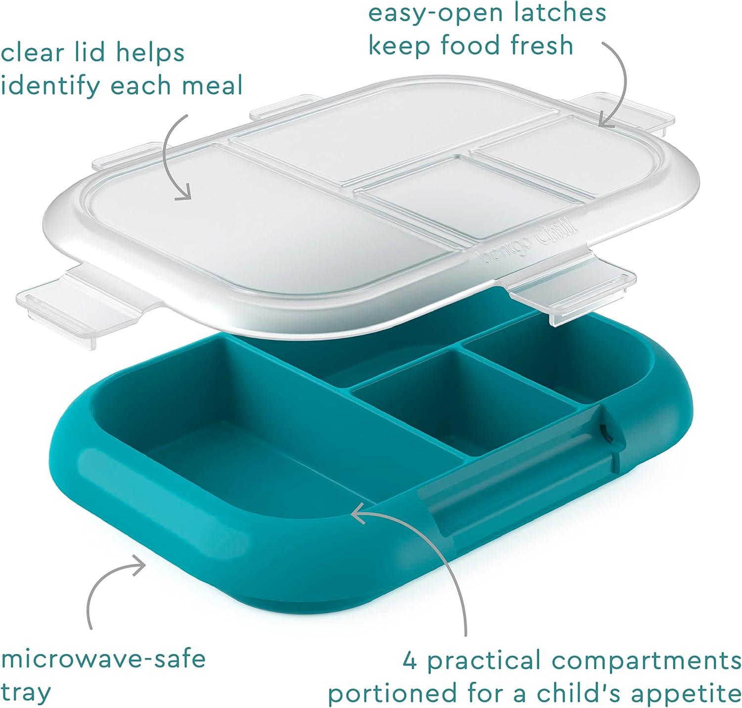 imageBentgo Kids Chill Tray with Transparent Cover Reusable BPAFree 4Compartment Meal Prep Container with BuiltIn Portion Control for Healthy OntheGo Lunches Confetti Edition Vivid OrchidTruly Teal Speckle