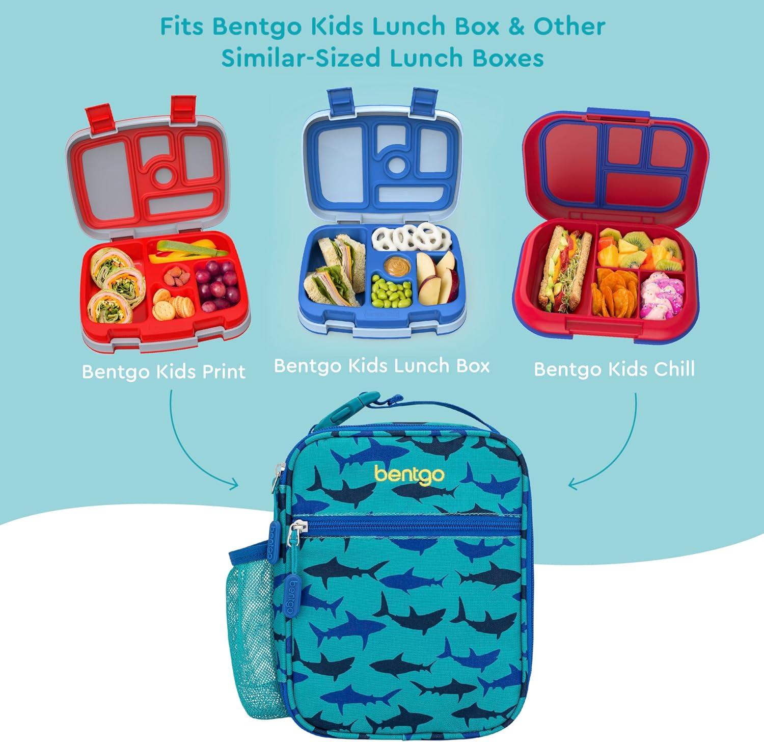 imageBentgo Kids Insulated Lunch Tote WaterResistant Reusable Lightweight amp Durable Lunch Bag with Water Bottle Holder amp Mesh Pocket Fits Lunch Box amp Water Bottle Ideal for Ages 3 PuppySharks