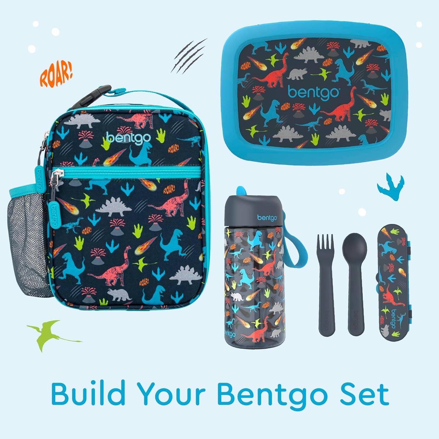 imageBentgo Kids Insulated Lunch Tote WaterResistant Reusable Lightweight amp Durable Lunch Bag with Water Bottle Holder amp Mesh Pocket Fits Lunch Box amp Water Bottle Ideal for Ages 3 PuppyDinosaur