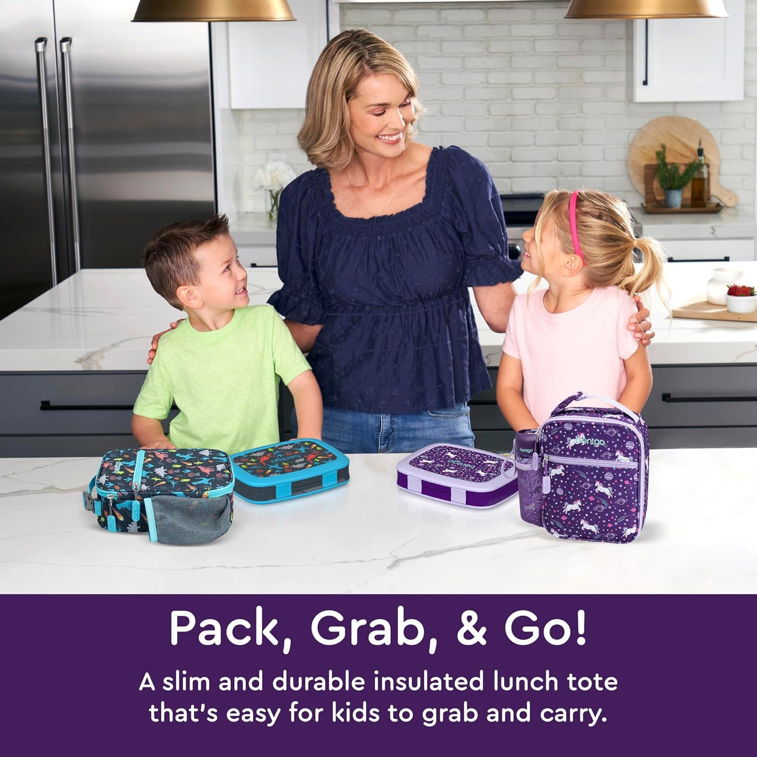 imageBentgo Kids Insulated Lunch Tote WaterResistant Reusable Lightweight amp Durable Lunch Bag with Water Bottle Holder amp Mesh Pocket Fits Lunch Box amp Water Bottle Ideal for Ages 3 PuppyUnicorn