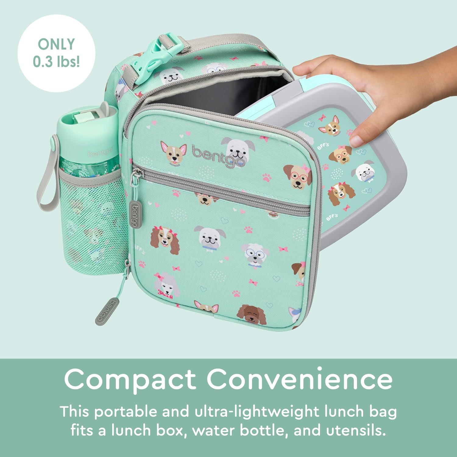 imageBentgo Kids Insulated Lunch Tote WaterResistant Reusable Lightweight amp Durable Lunch Bag with Water Bottle Holder amp Mesh Pocket Fits Lunch Box amp Water Bottle Ideal for Ages 3 PuppyPuppy