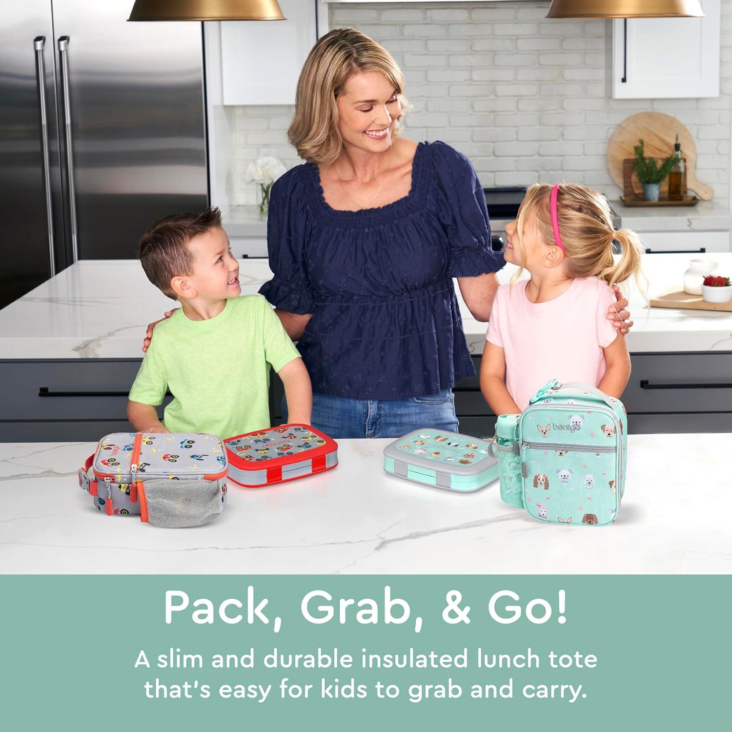 imageBentgo Kids Insulated Lunch Tote WaterResistant Reusable Lightweight amp Durable Lunch Bag with Water Bottle Holder amp Mesh Pocket Fits Lunch Box amp Water Bottle Ideal for Ages 3 PuppyPuppy