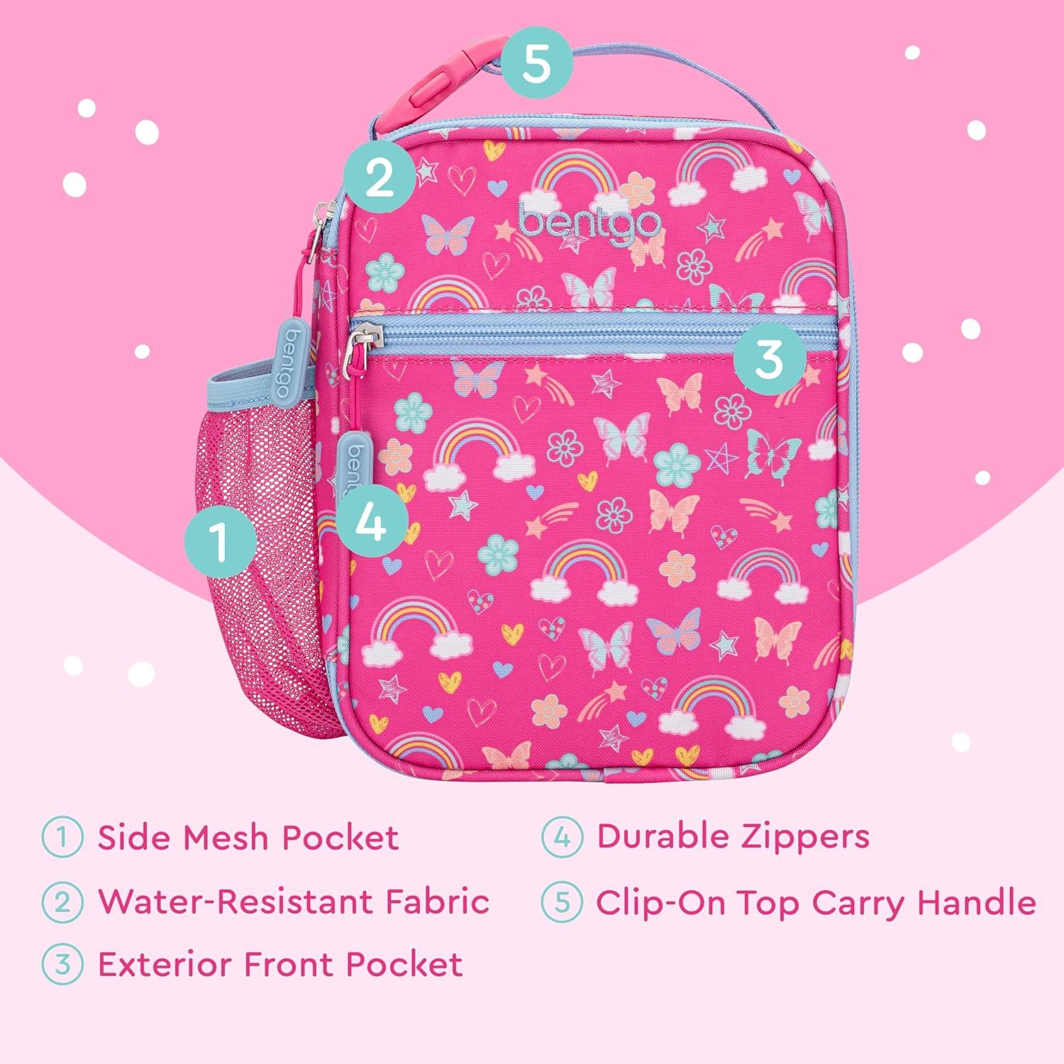 imageBentgo Kids Insulated Lunch Tote WaterResistant Reusable Lightweight amp Durable Lunch Bag with Water Bottle Holder amp Mesh Pocket Fits Lunch Box amp Water Bottle Ideal for Ages 3 PuppyRainbow