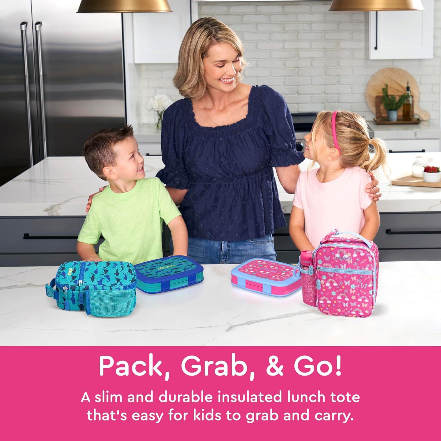 imageBentgo Kids Insulated Lunch Tote WaterResistant Reusable Lightweight amp Durable Lunch Bag with Water Bottle Holder amp Mesh Pocket Fits Lunch Box amp Water Bottle Ideal for Ages 3 PuppyRainbow