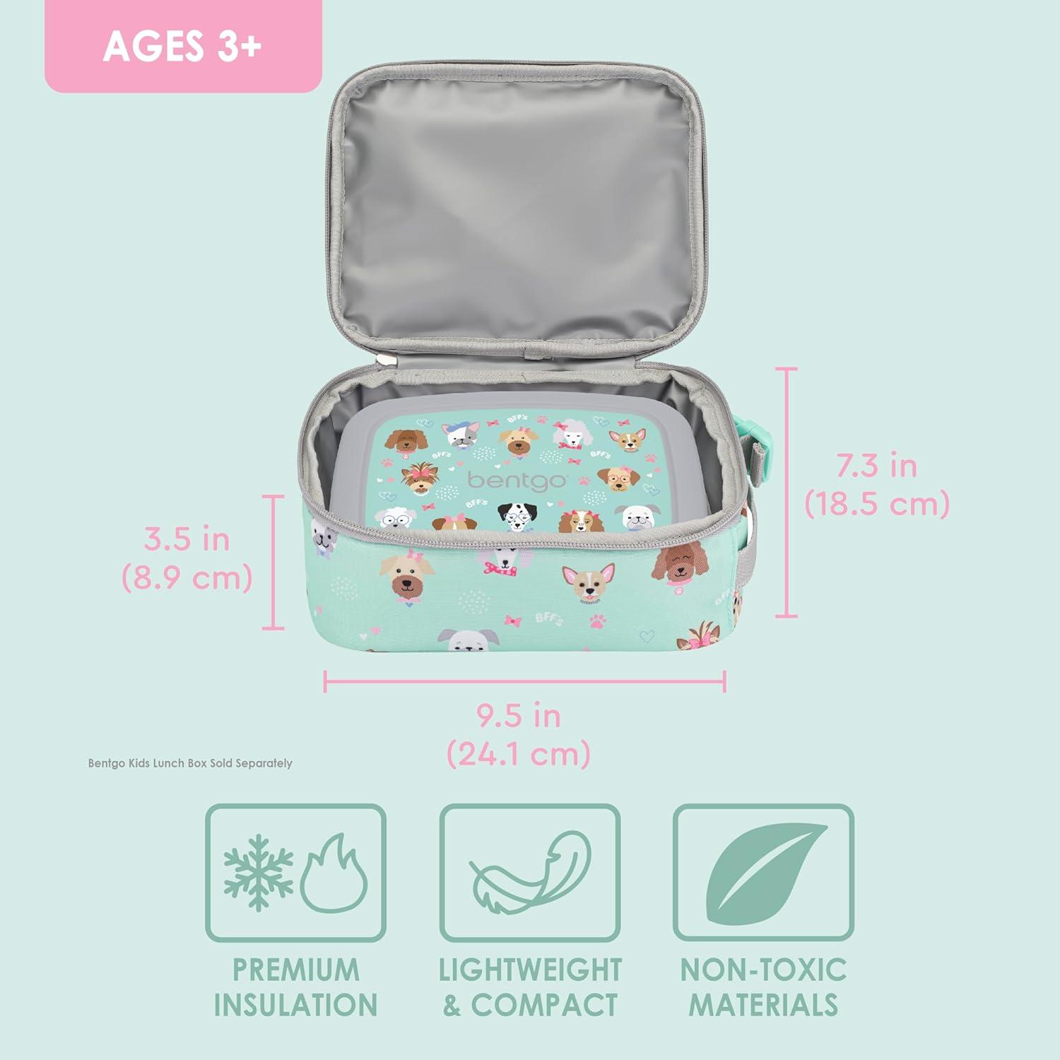 imageBentgo Kids Insulated Lunch Tote WaterResistant Reusable Lightweight amp Durable Lunch Bag with Water Bottle Holder amp Mesh Pocket Fits Lunch Box amp Water Bottle Ideal for Ages 3 PuppyPuppy