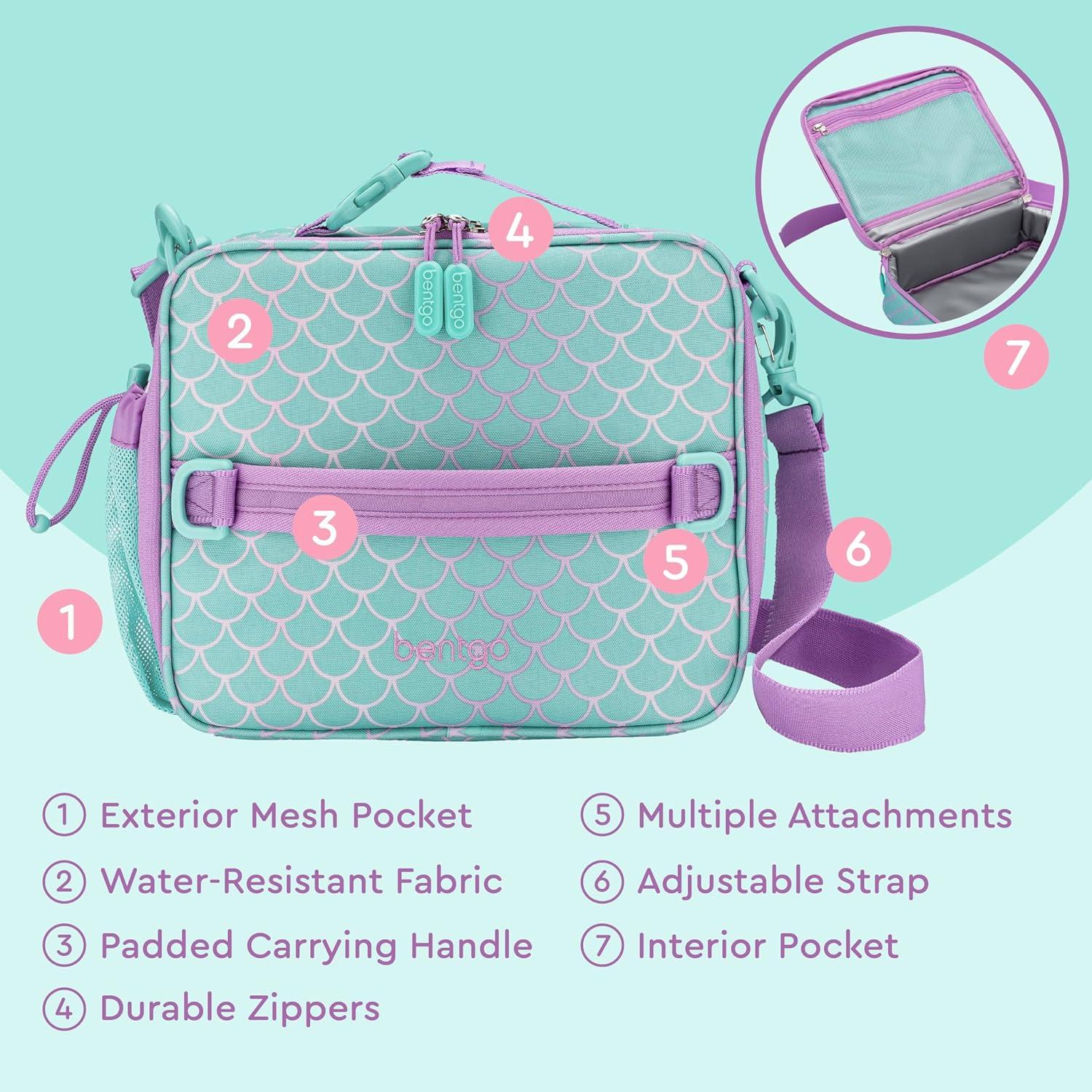 imageBentgo Kids Lunch Bag Whimsy amp Wonder Collection Durable DoubleInsulated Lunch Bag for Kids 3 Holds Lunch BoxWater BottleSnacks WaterResistant Fabric amp Zip Pockets Starry SprinkleMermaid