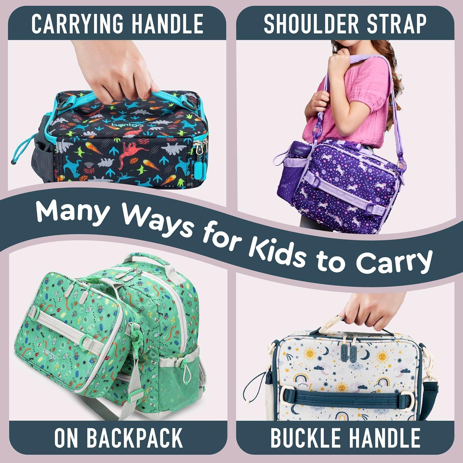 imageBentgo Kids Lunch Bag Whimsy amp Wonder Collection Durable DoubleInsulated Lunch Bag for Kids 3 Holds Lunch BoxWater BottleSnacks WaterResistant Fabric amp Zip Pockets Starry SprinkleFriendly Skies