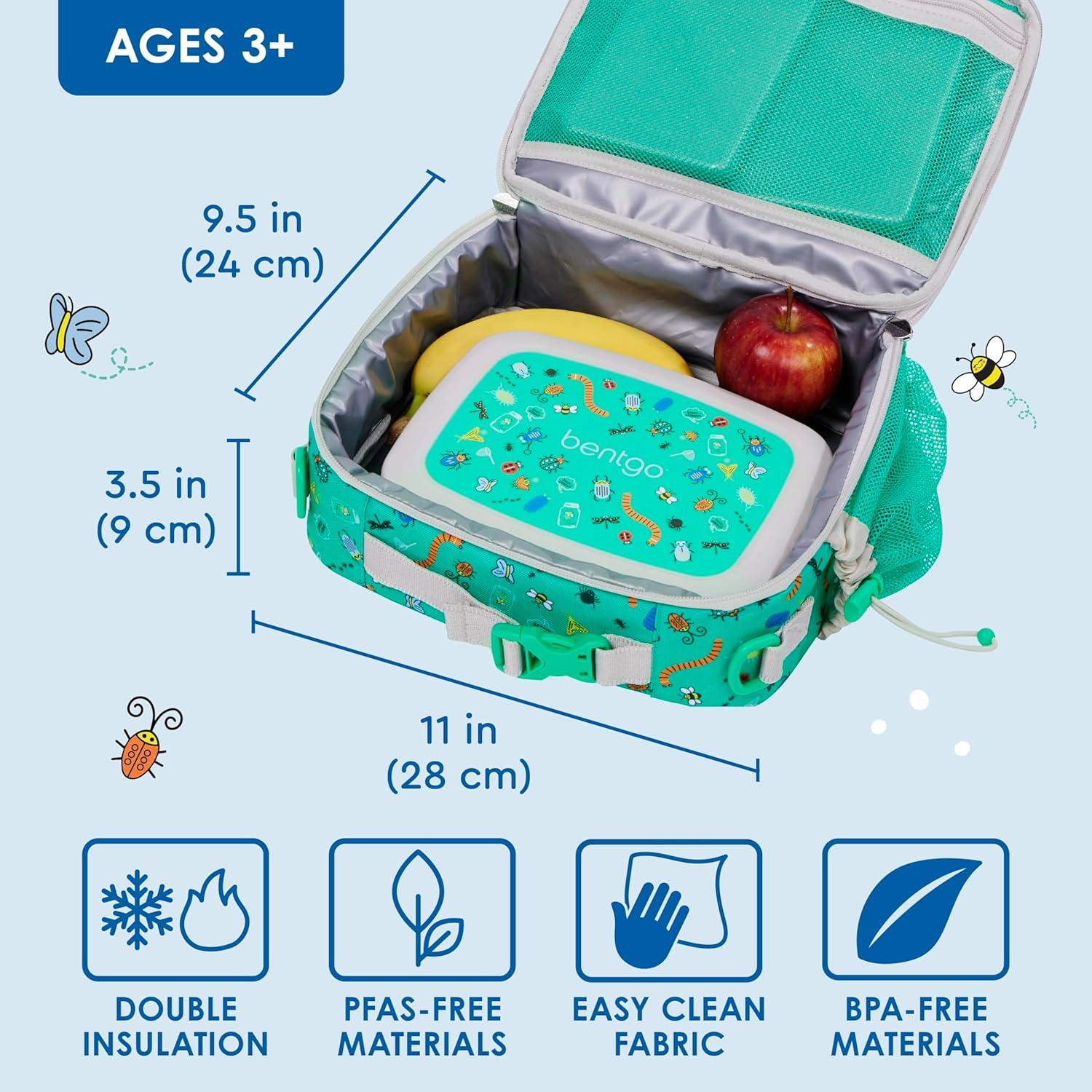 imageBentgo Kids Lunch Bag Whimsy amp Wonder Collection Durable DoubleInsulated Lunch Bag for Kids 3 Holds Lunch BoxWater BottleSnacks WaterResistant Fabric amp Zip Pockets Starry SprinkleBug Buddies