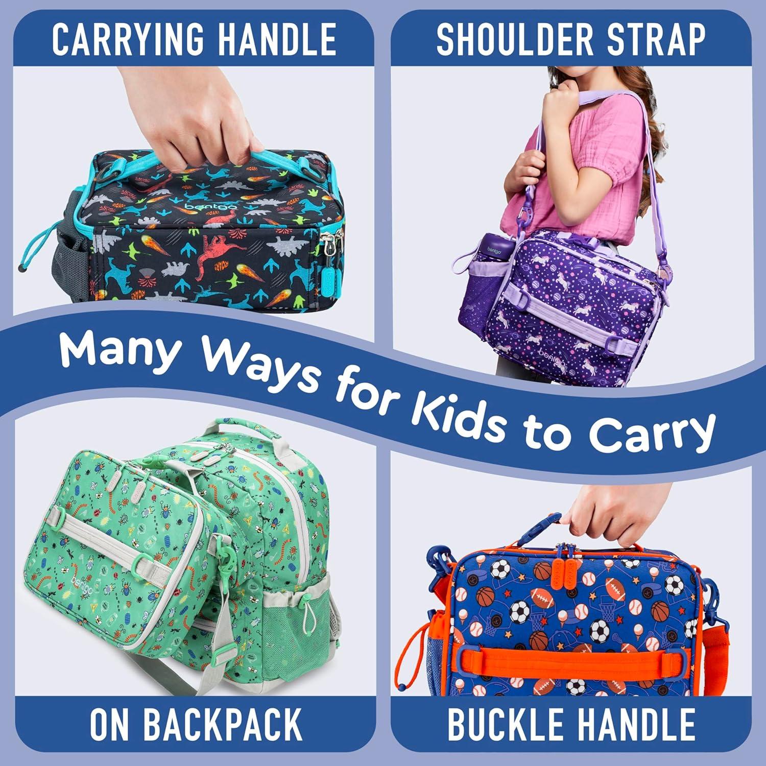 imageBentgo Kids Lunch Bag Whimsy amp Wonder Collection Durable DoubleInsulated Lunch Bag for Kids 3 Holds Lunch BoxWater BottleSnacks WaterResistant Fabric amp Zip Pockets Starry SprinkleSports