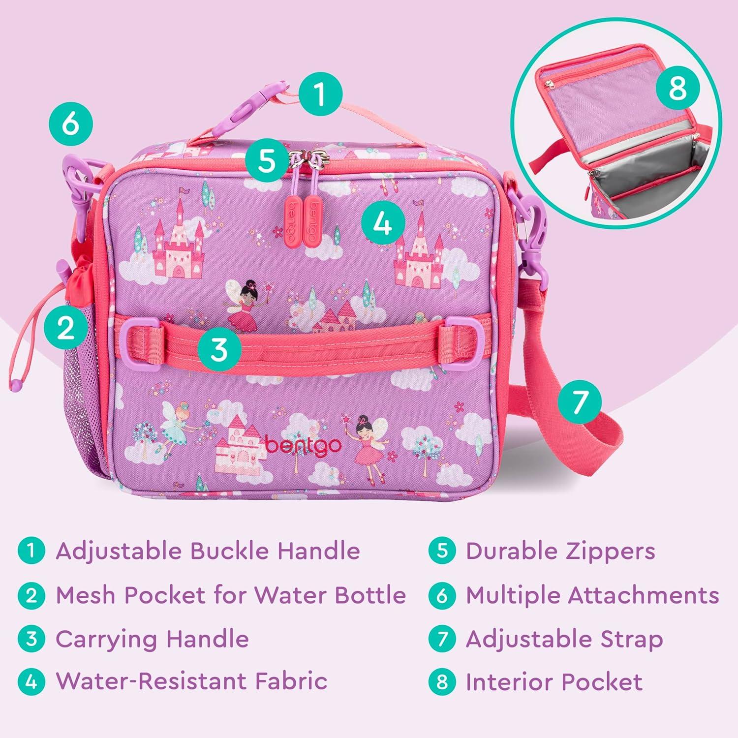 imageBentgo Kids Lunch Bag Whimsy amp Wonder Collection Durable DoubleInsulated Lunch Bag for Kids 3 Holds Lunch BoxWater BottleSnacks WaterResistant Fabric amp Zip Pockets Starry SprinkleFairies