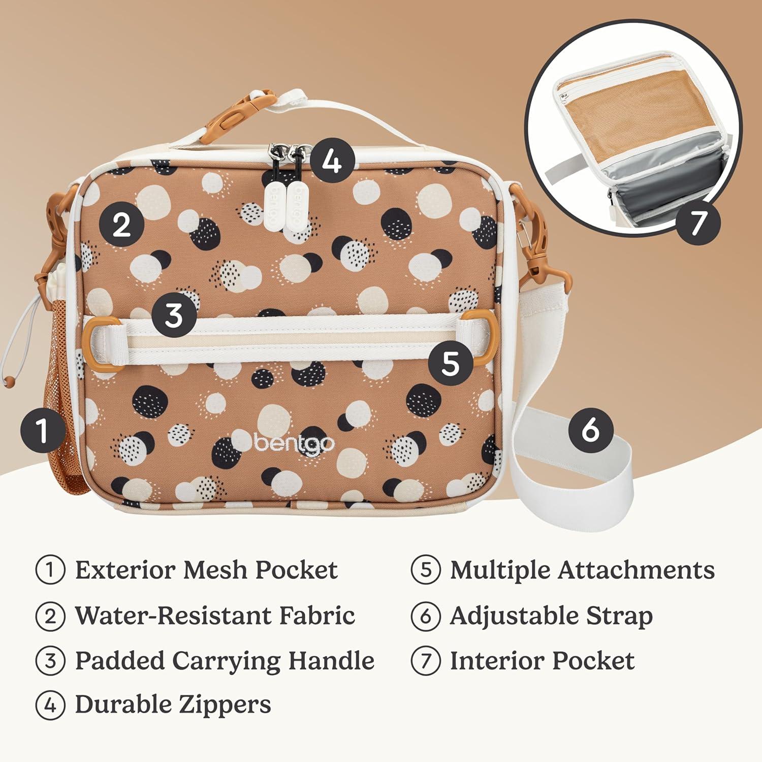 imageBentgo Kids Lunch Bag Whimsy amp Wonder Collection Durable DoubleInsulated Lunch Bag for Kids 3 Holds Lunch BoxWater BottleSnacks WaterResistant Fabric amp Zip Pockets Starry SprinkleSpots Dots