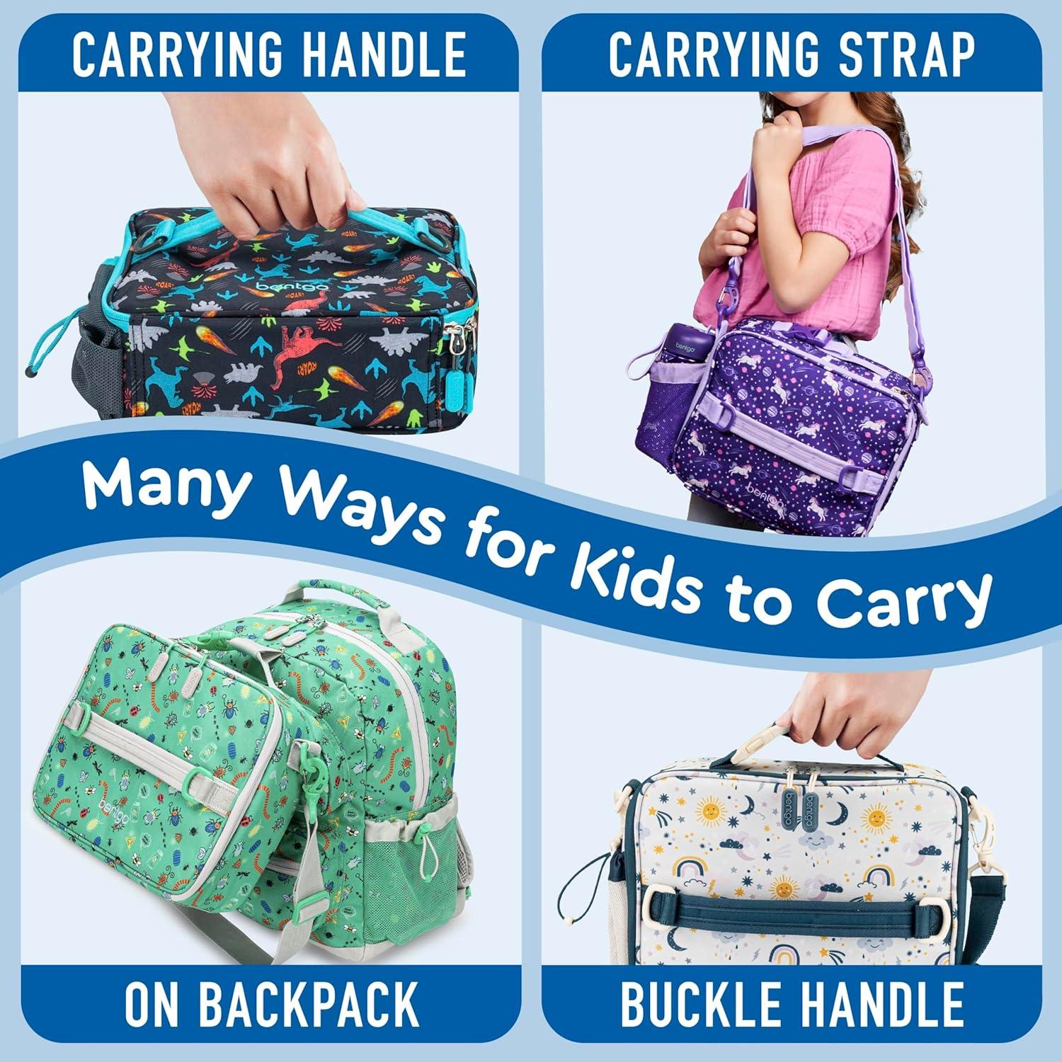 imageBentgo Kids Lunch Bag Whimsy amp Wonder Collection Durable DoubleInsulated Lunch Bag for Kids 3 Holds Lunch BoxWater BottleSnacks WaterResistant Fabric amp Zip Pockets Starry SprinkleBug Buddies