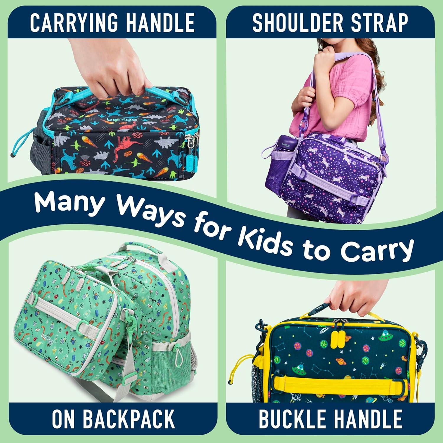 imageBentgo Kids Lunch Bag Whimsy amp Wonder Collection Durable DoubleInsulated Lunch Bag for Kids 3 Holds Lunch BoxWater BottleSnacks WaterResistant Fabric amp Zip Pockets Starry SprinkleSpace