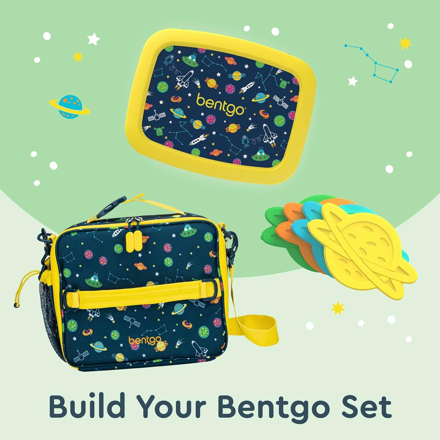 imageBentgo Kids Lunch Bag Whimsy amp Wonder Collection Durable DoubleInsulated Lunch Bag for Kids 3 Holds Lunch BoxWater BottleSnacks WaterResistant Fabric amp Zip Pockets Starry SprinkleSpace