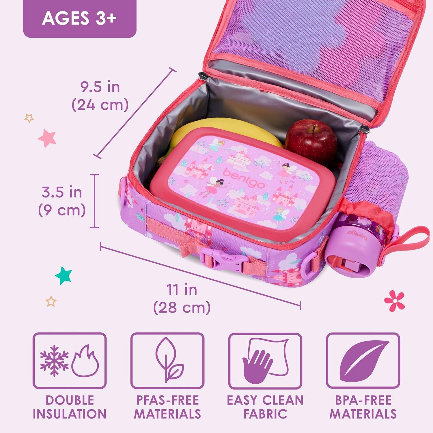 imageBentgo Kids Lunch Bag Whimsy amp Wonder Collection Durable DoubleInsulated Lunch Bag for Kids 3 Holds Lunch BoxWater BottleSnacks WaterResistant Fabric amp Zip Pockets Starry SprinkleFairies