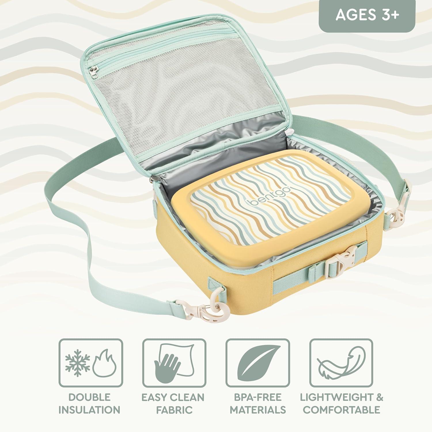 imageBentgo Kids Lunch Bag Whimsy amp Wonder Collection Durable DoubleInsulated Lunch Bag for Kids 3 Holds Lunch BoxWater BottleSnacks WaterResistant Fabric amp Zip Pockets Starry SprinkleWavy