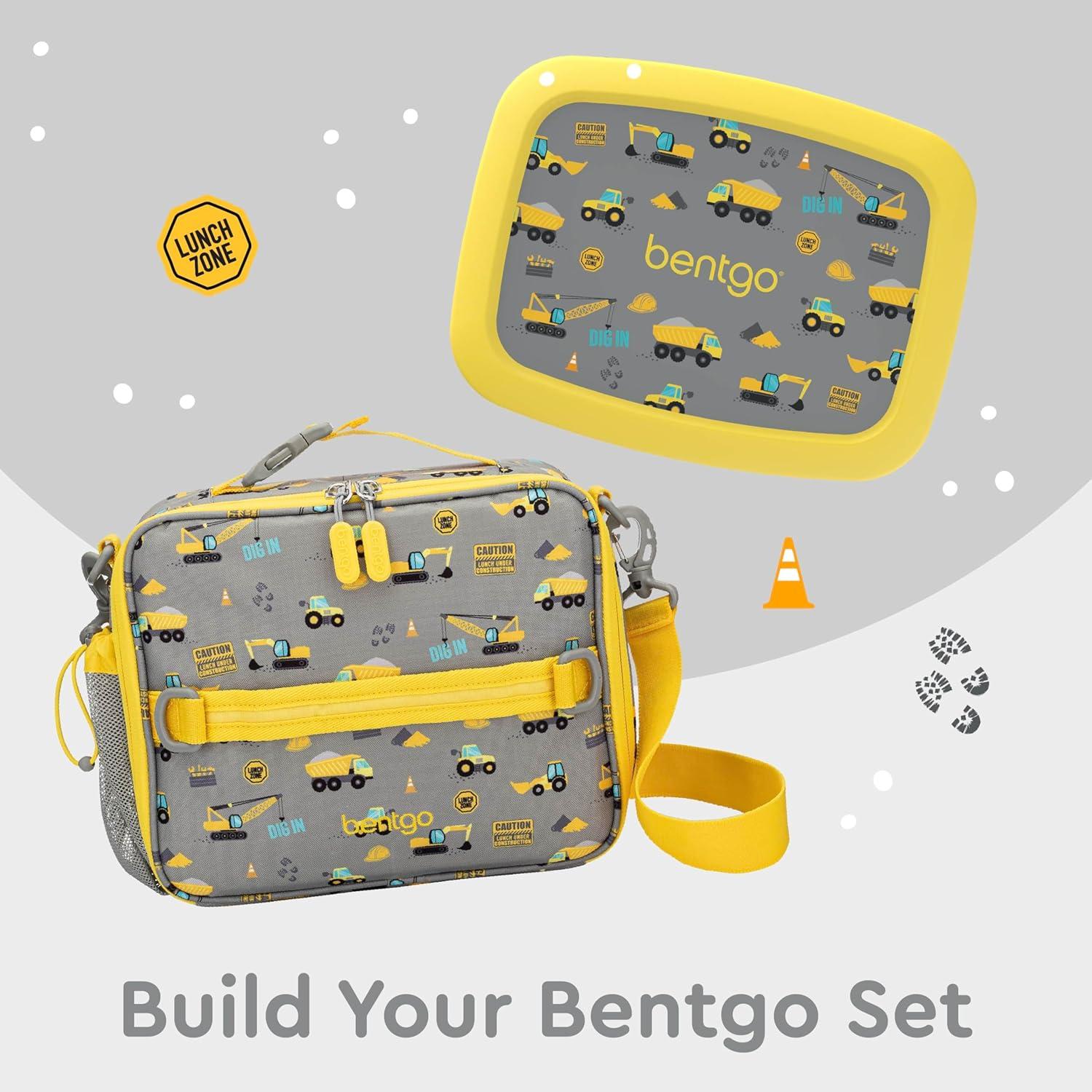 imageBentgo Kids Lunch Bag Whimsy amp Wonder Collection Durable DoubleInsulated Lunch Bag for Kids 3 Holds Lunch BoxWater BottleSnacks WaterResistant Fabric amp Zip Pockets Starry SprinkleConstruction Trucks