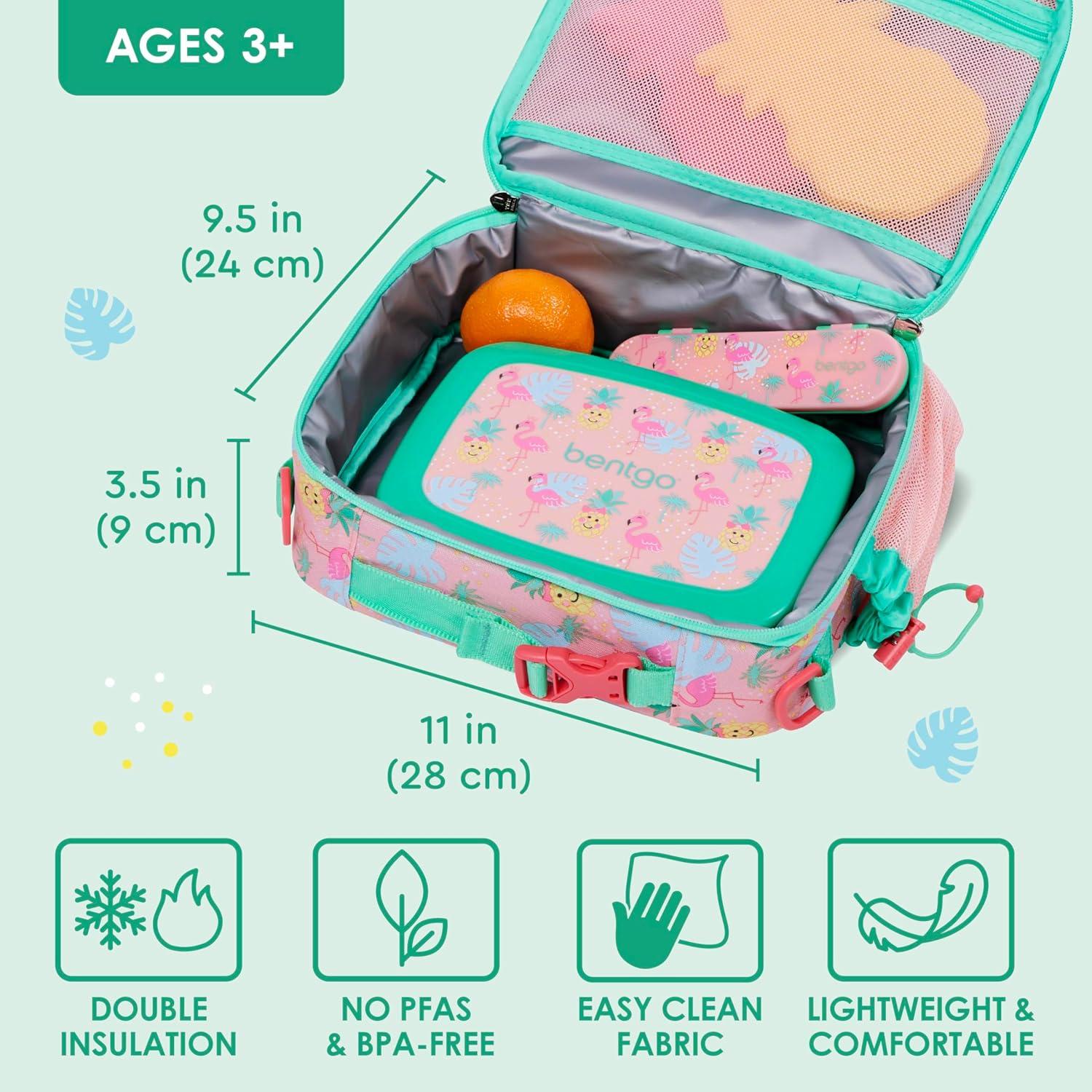 imageBentgo Kids Lunch Bag Whimsy amp Wonder Collection Durable DoubleInsulated Lunch Bag for Kids 3 Holds Lunch BoxWater BottleSnacks WaterResistant Fabric amp Zip Pockets Starry SprinkleTropical