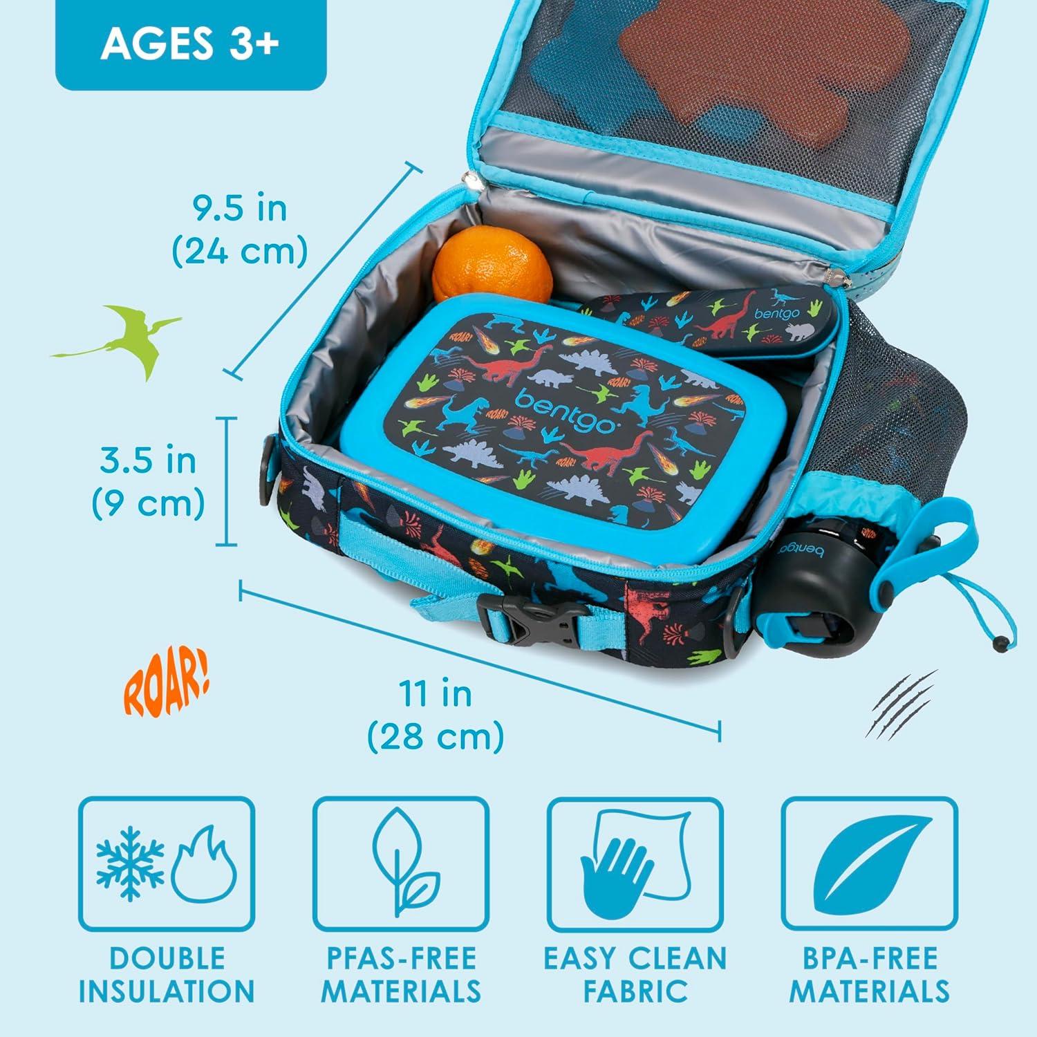 imageBentgo Kids Lunch Bag Whimsy amp Wonder Collection Durable DoubleInsulated Lunch Bag for Kids 3 Holds Lunch BoxWater BottleSnacks WaterResistant Fabric amp Zip Pockets Starry SprinkleDinosaur
