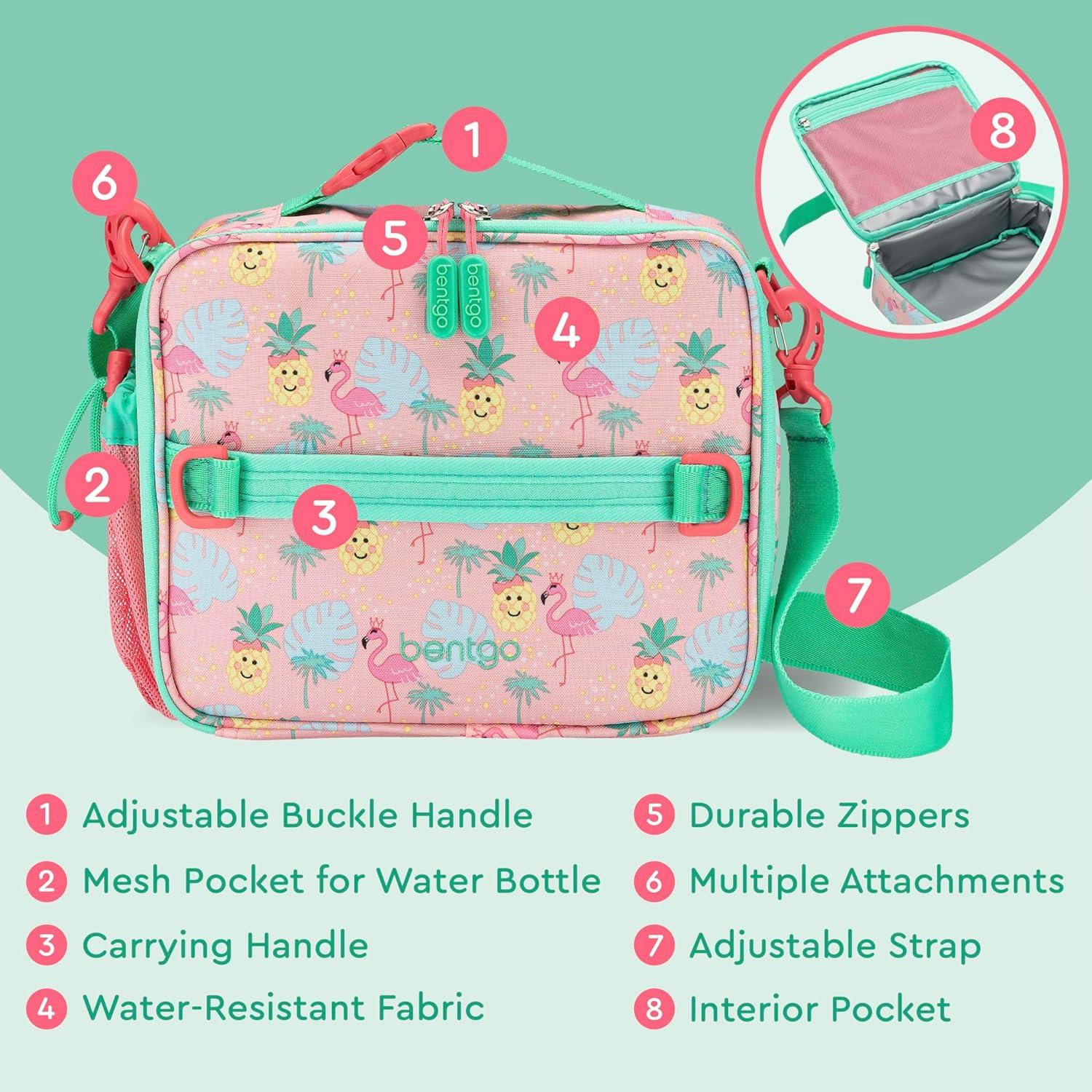 imageBentgo Kids Lunch Bag Whimsy amp Wonder Collection Durable DoubleInsulated Lunch Bag for Kids 3 Holds Lunch BoxWater BottleSnacks WaterResistant Fabric amp Zip Pockets Starry SprinkleTropical