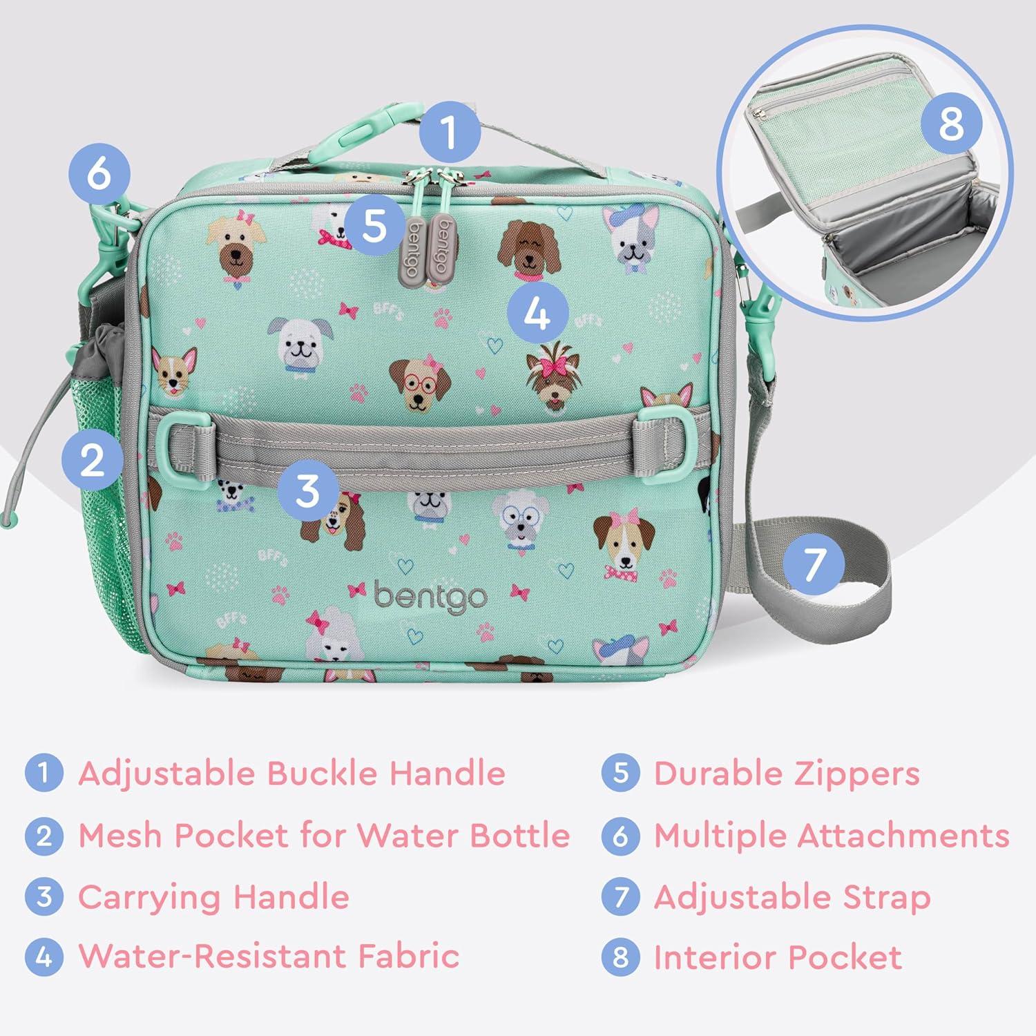 imageBentgo Kids Lunch Bag Whimsy amp Wonder Collection Durable DoubleInsulated Lunch Bag for Kids 3 Holds Lunch BoxWater BottleSnacks WaterResistant Fabric amp Zip Pockets Starry SprinklePuppy Love