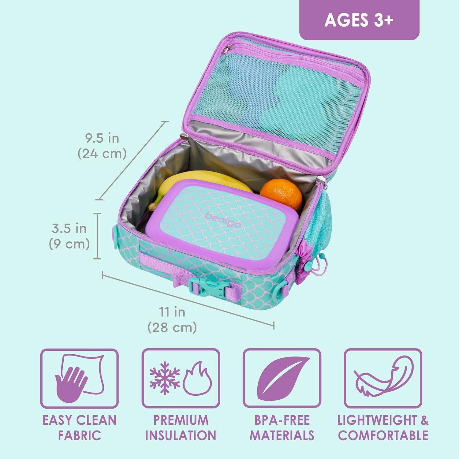 imageBentgo Kids Lunch Bag Whimsy amp Wonder Collection Durable DoubleInsulated Lunch Bag for Kids 3 Holds Lunch BoxWater BottleSnacks WaterResistant Fabric amp Zip Pockets Starry SprinkleMermaid